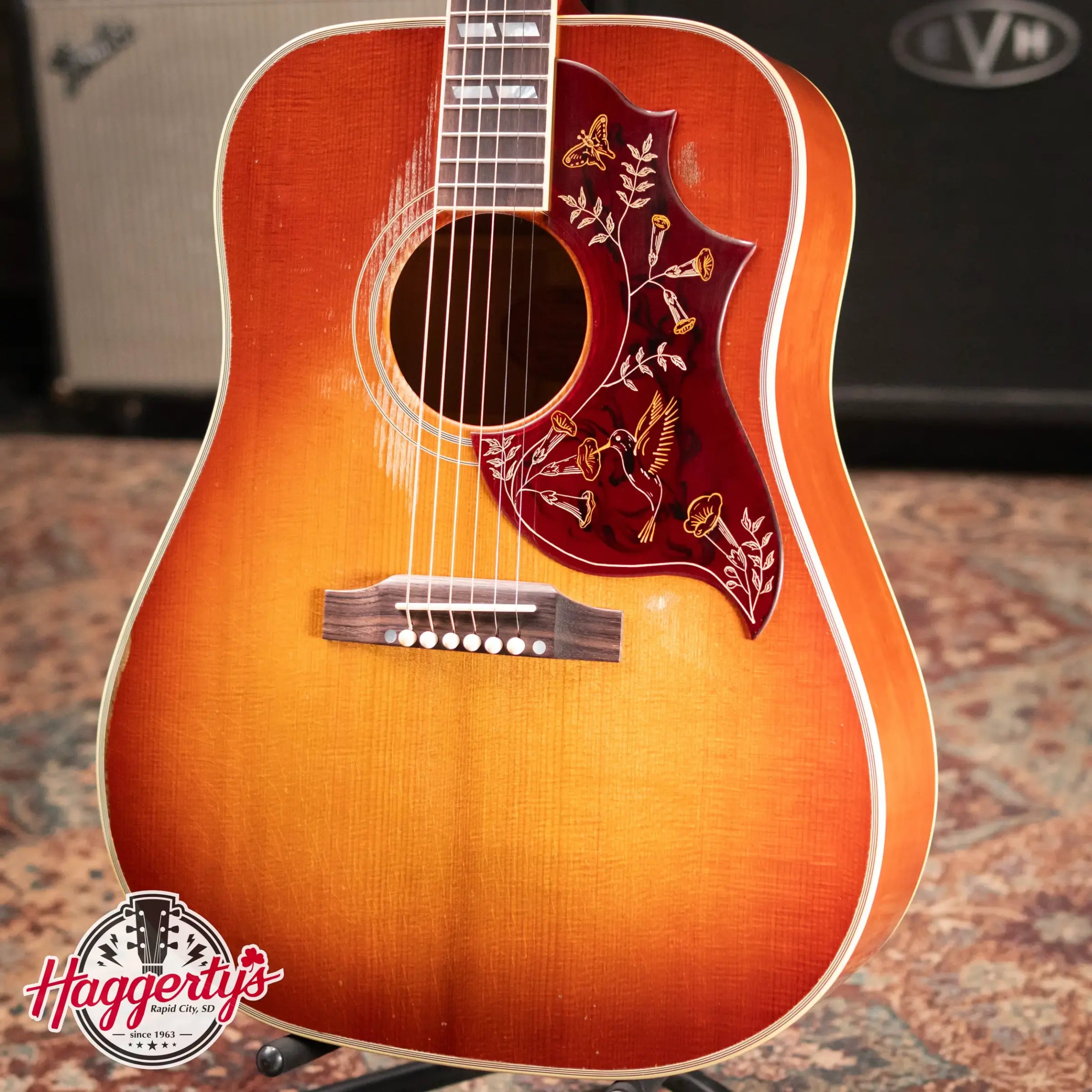 Gibson Custom Shop 1960 Hummingbird Murphy Lab Heavy Aged Dreadnought Acoustic Guitar - Heritage Cherry Sunburst with Hardshell Case