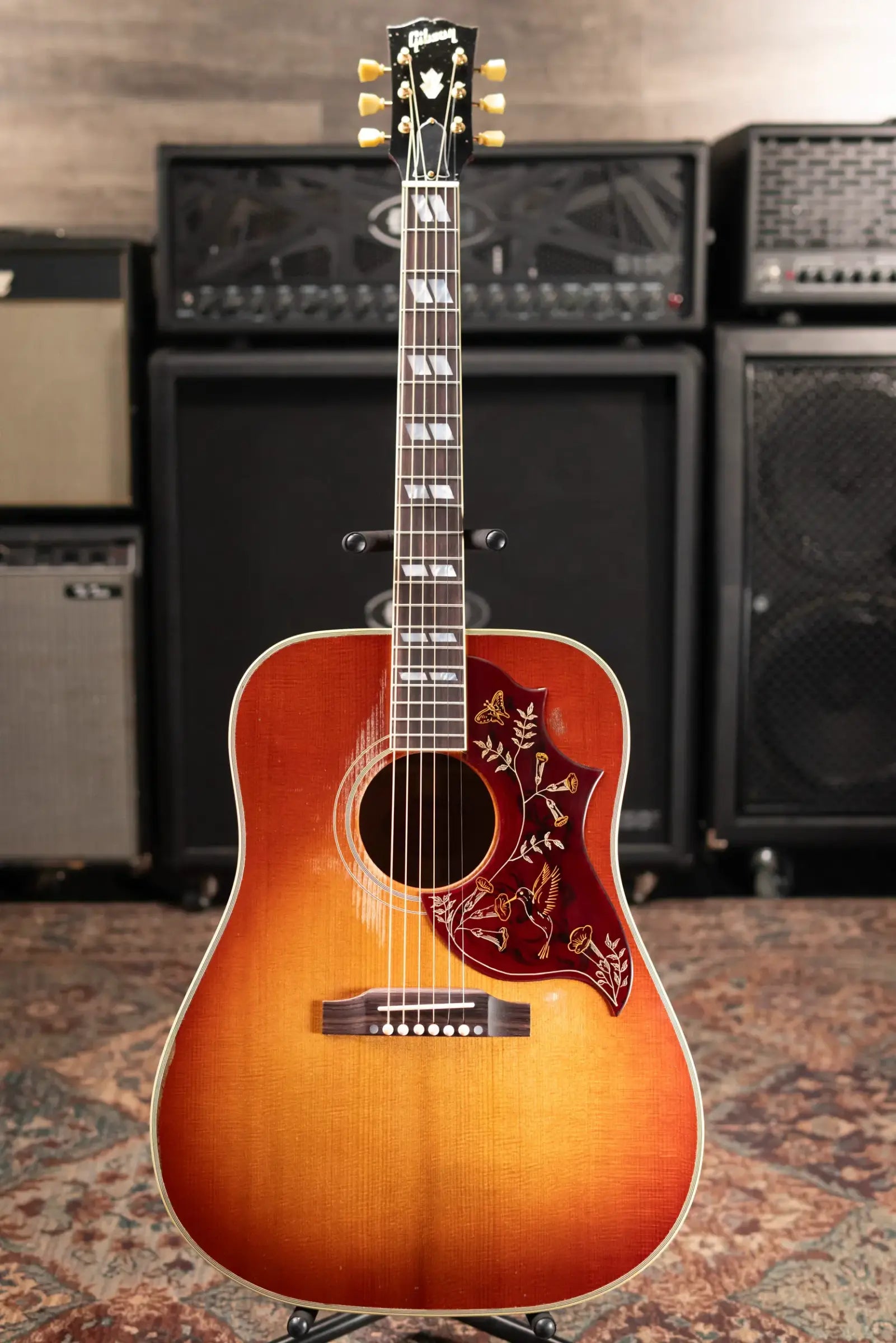 Gibson Custom Shop 1960 Hummingbird Murphy Lab Heavy Aged Dreadnought Acoustic Guitar - Heritage Cherry Sunburst with Hardshell Case