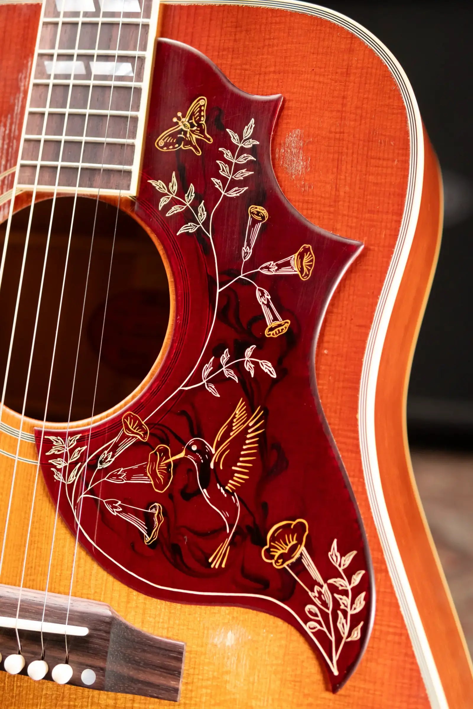 Gibson Custom Shop 1960 Hummingbird Murphy Lab Heavy Aged Dreadnought Acoustic Guitar - Heritage Cherry Sunburst with Hardshell Case