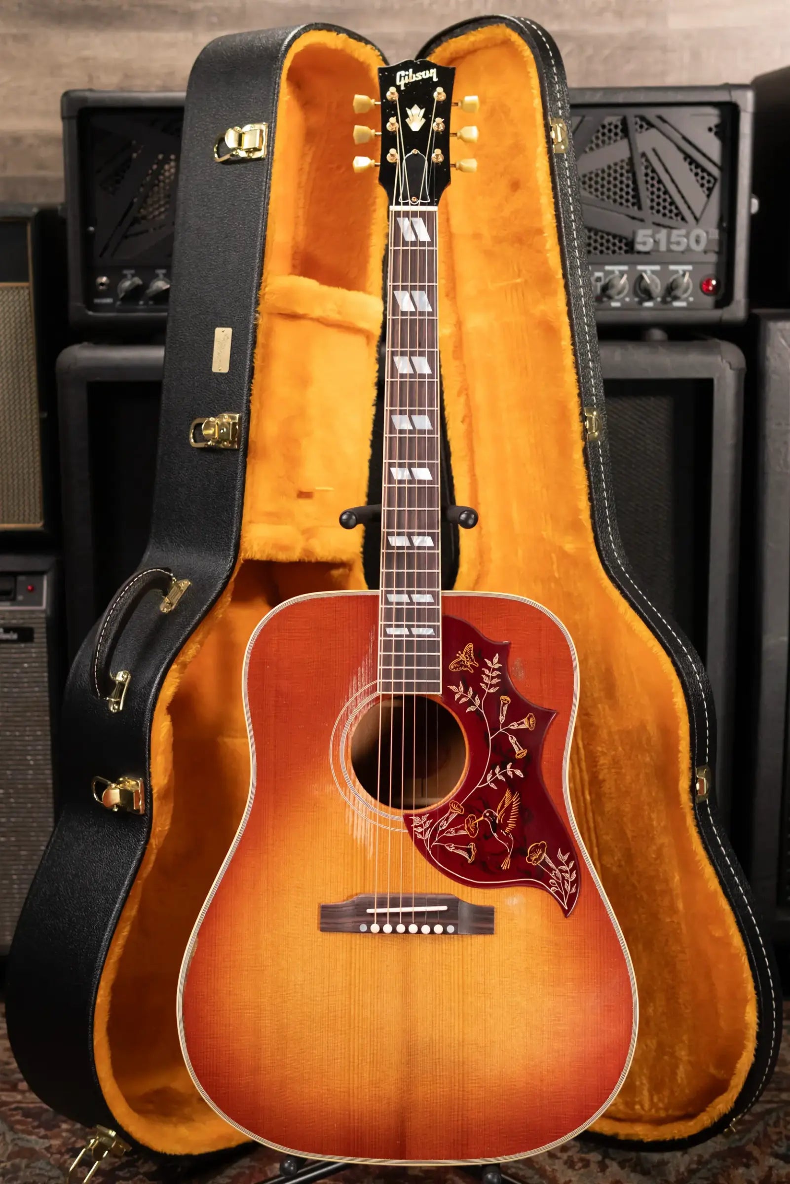 Gibson Custom Shop 1960 Hummingbird Murphy Lab Heavy Aged Dreadnought Acoustic Guitar - Heritage Cherry Sunburst with Hardshell Case