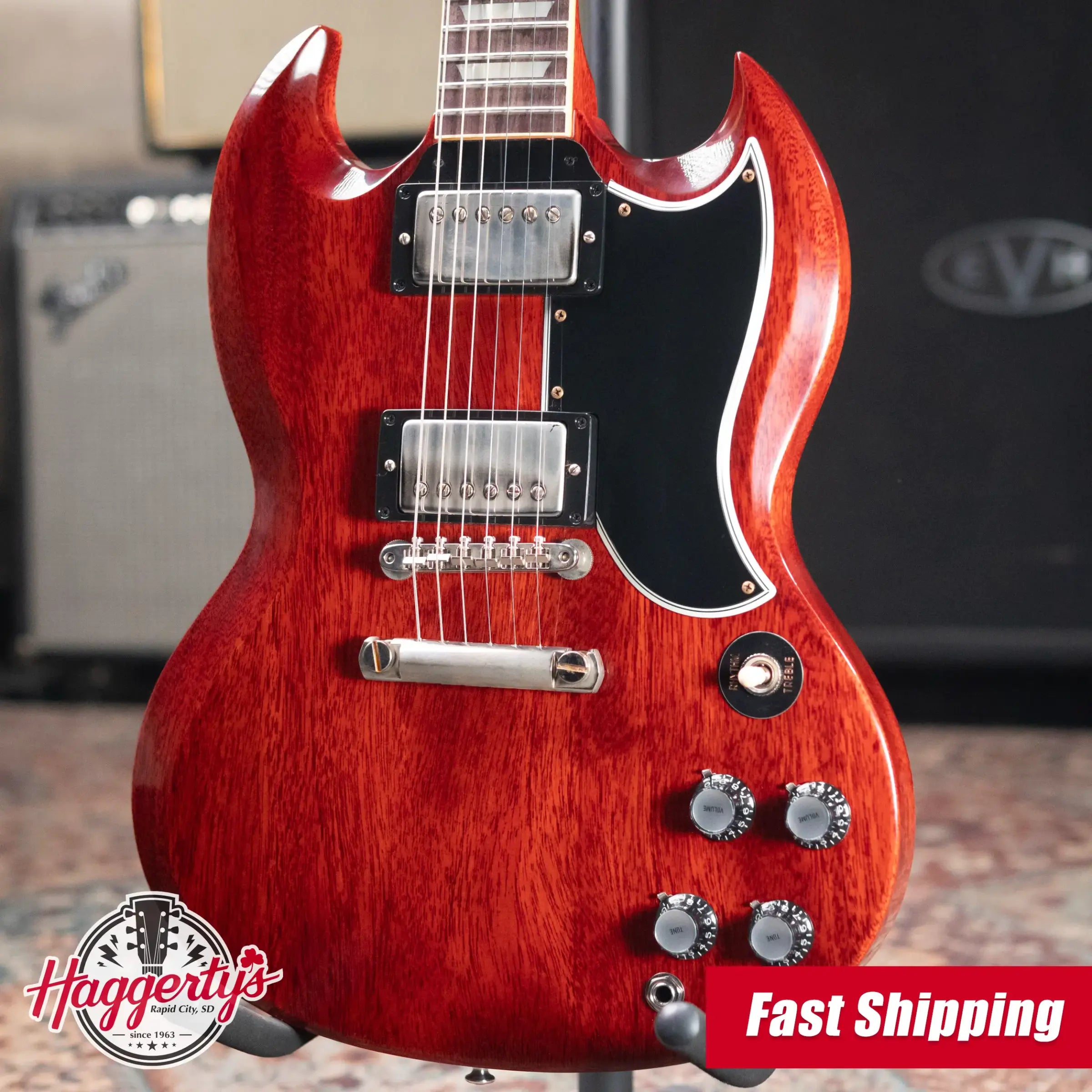 Gibson Custom Shop 1961 SG Les Paul Standard Stop Bar VOS Reissue Electric Guitar - Cherry Red with Hardshell Case