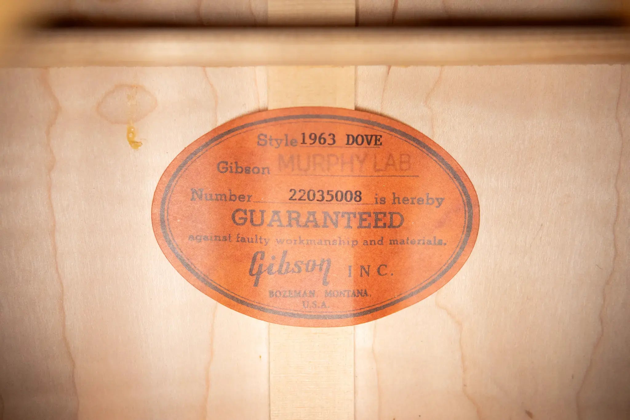 Gibson Custom Shop 1963 Dove Murphy Lab Light Aged Acoustic Guitar - Dark Natural with Hardshell Case