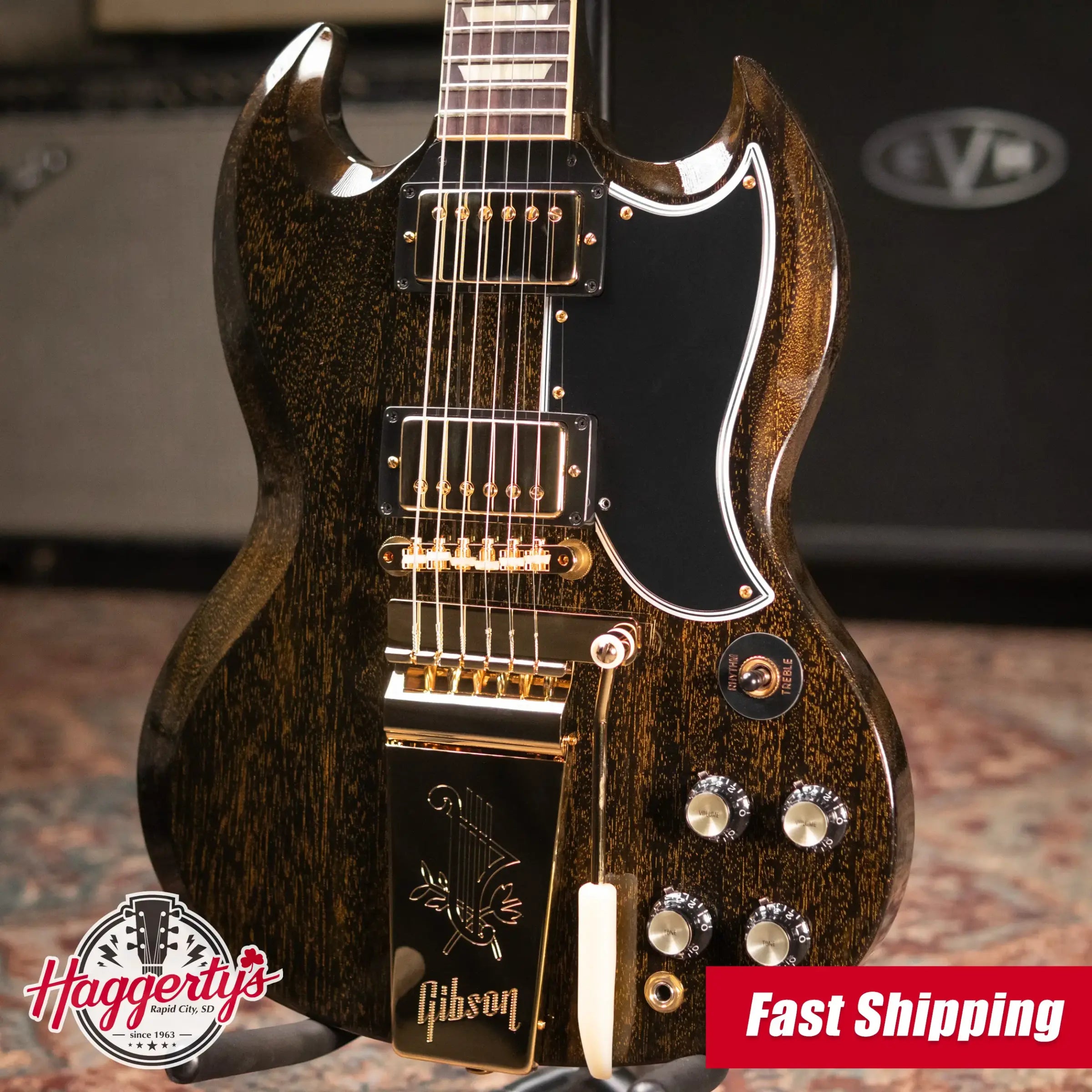 Gibson Custom Shop 1964 SG Standard with Maestro Electric Guitar - TV Black Gold with Hardshell Case