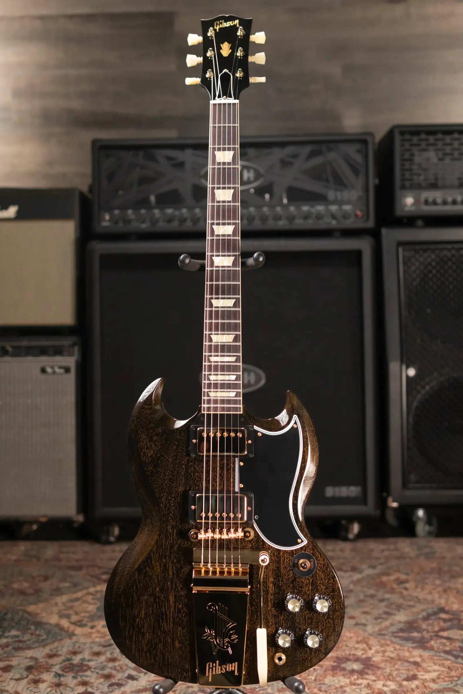 Gibson Custom Shop 1964 SG Standard with Maestro Electric Guitar - TV Black Gold with Hardshell Case