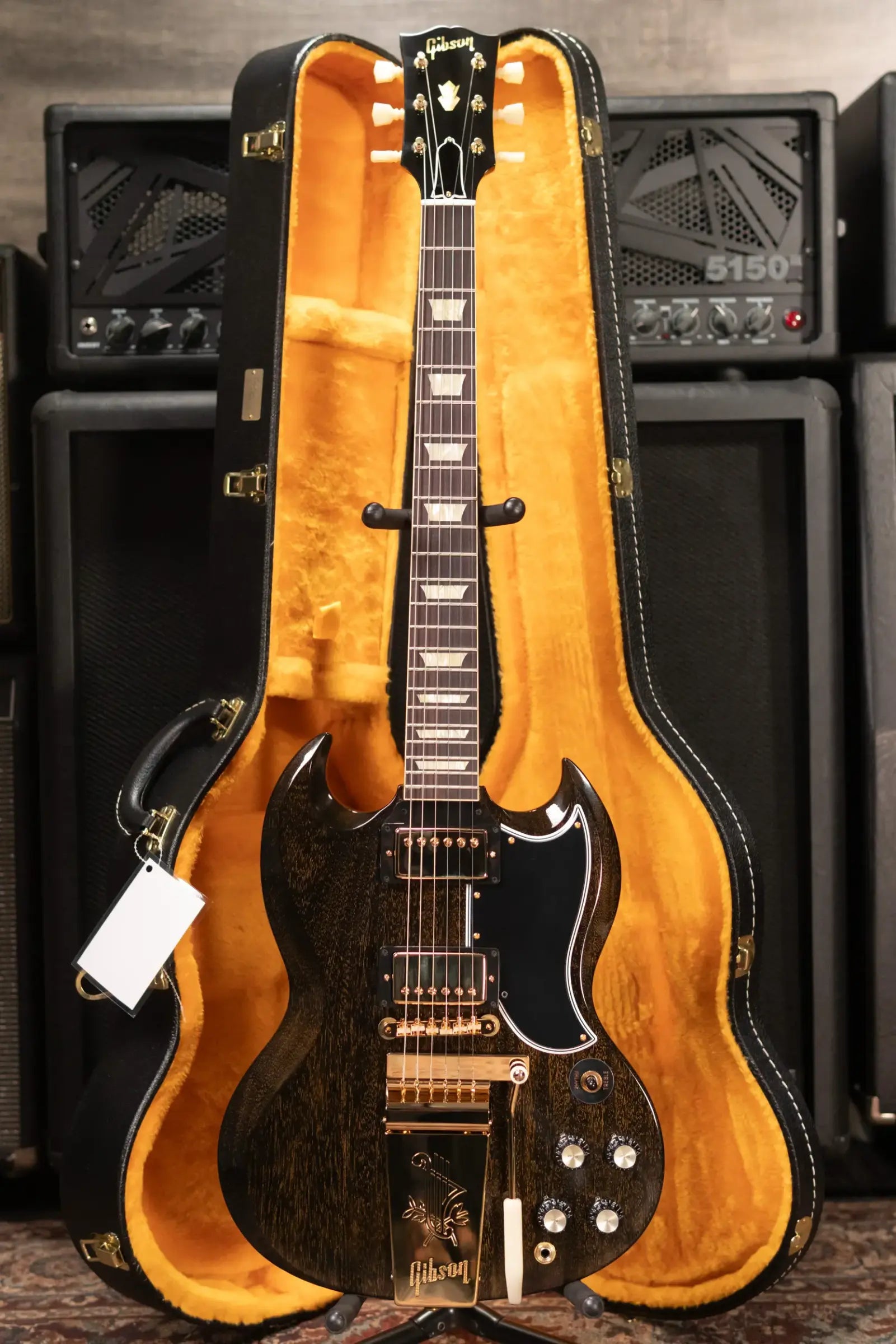 Gibson Custom Shop 1964 SG Standard with Maestro Electric Guitar - TV Black Gold with Hardshell Case