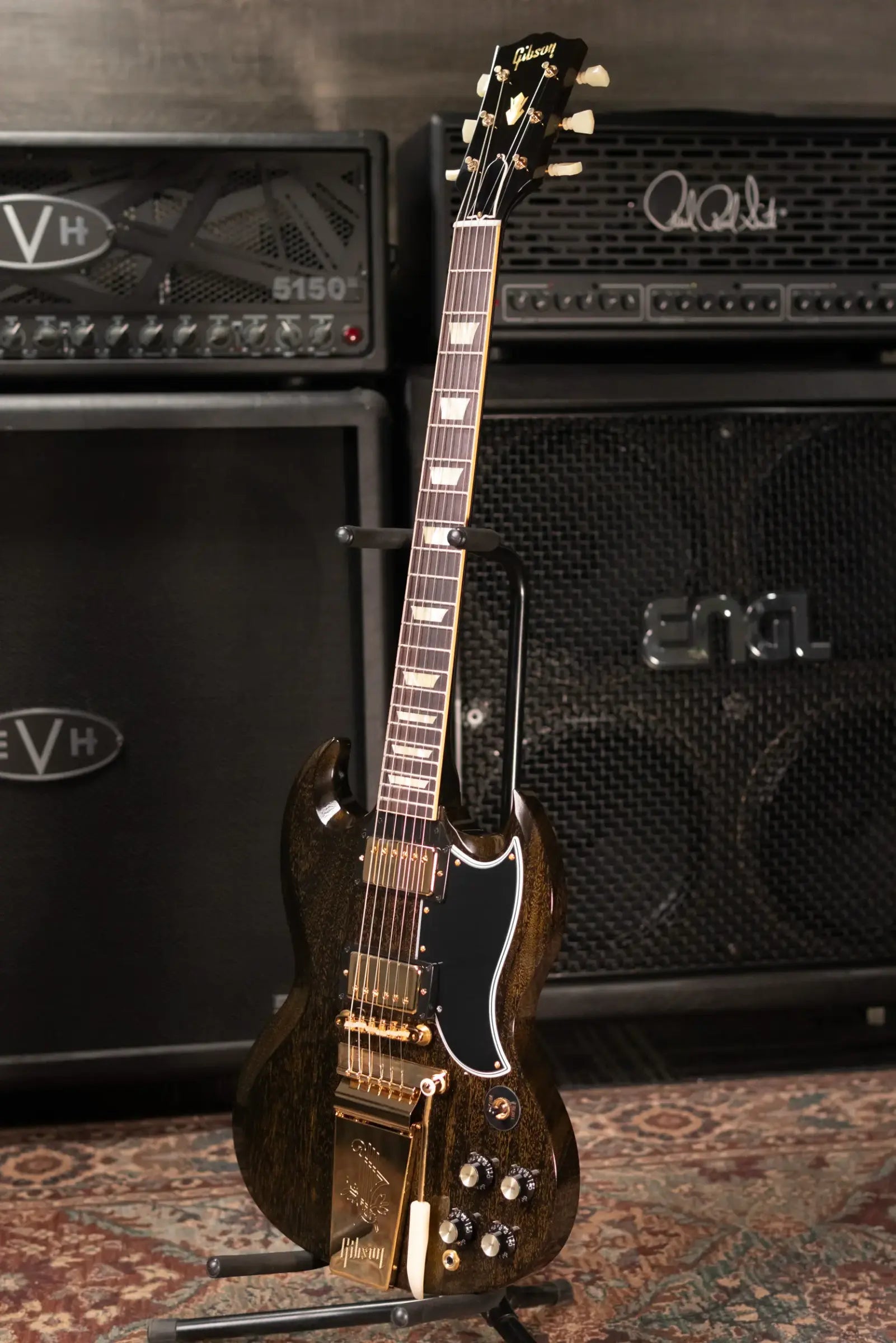Gibson Custom Shop 1964 SG Standard with Maestro Electric Guitar - TV Black Gold with Hardshell Case