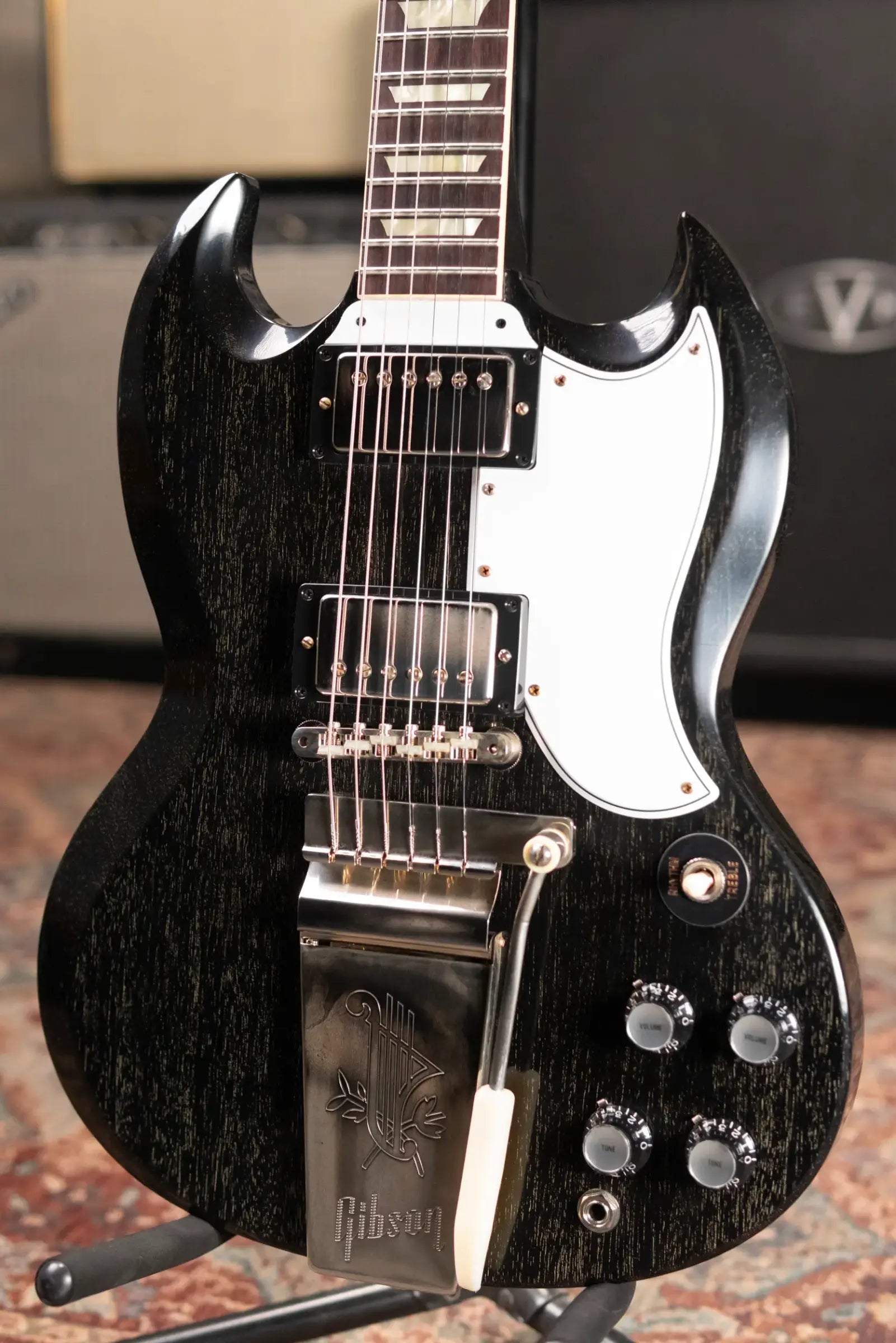 Gibson Custom Shop 1964 SG Standard with Maestro VOS Electric Guitar - Silver Fox with Hardshell Case