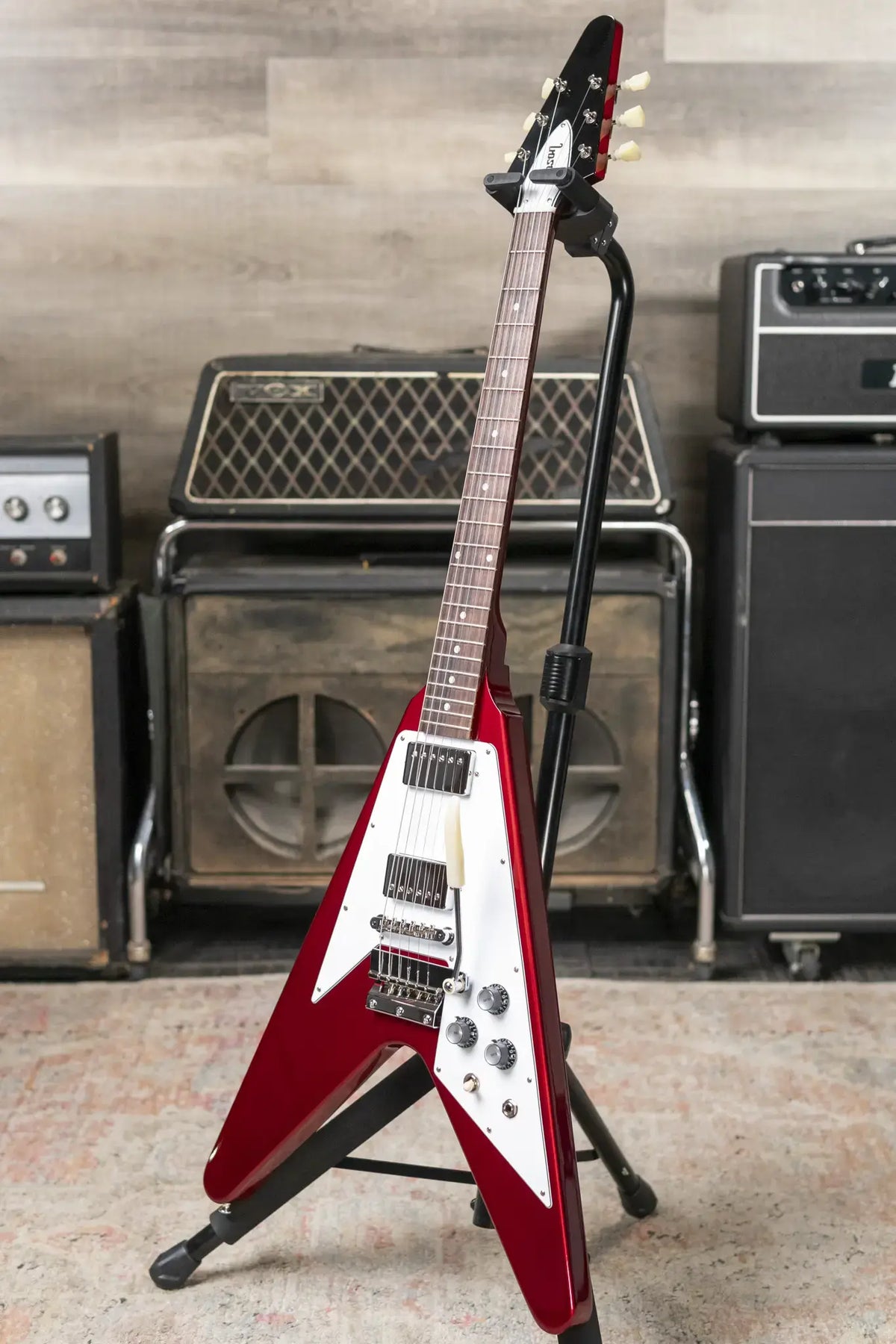 Gibson Custom Shop 1967 Mahogany Flying V Reissue with Maestro Vibrola Electric Guitar - Sparkling Burgundy with Hardshell Case