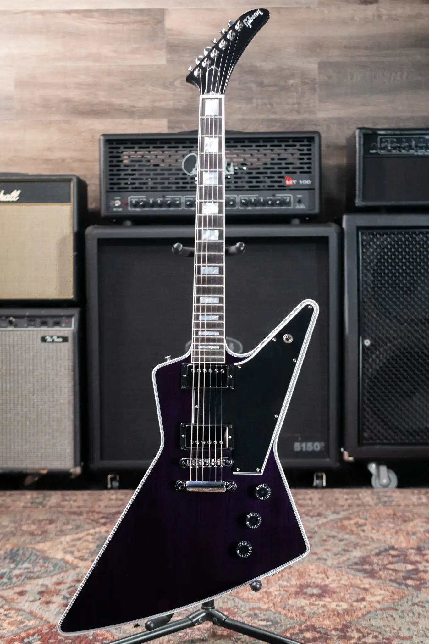 Gibson Custom Shop Explorer Custom Electric Guitar - Cobalt Blue Top with Stinger and Hardshell Case