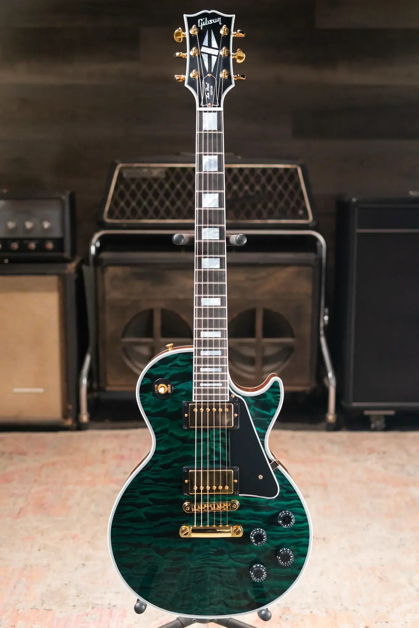 Gibson Custom Shop Les Paul 7A Quilt Top VOS Electric Guitar - Peacock with Hardshell Case