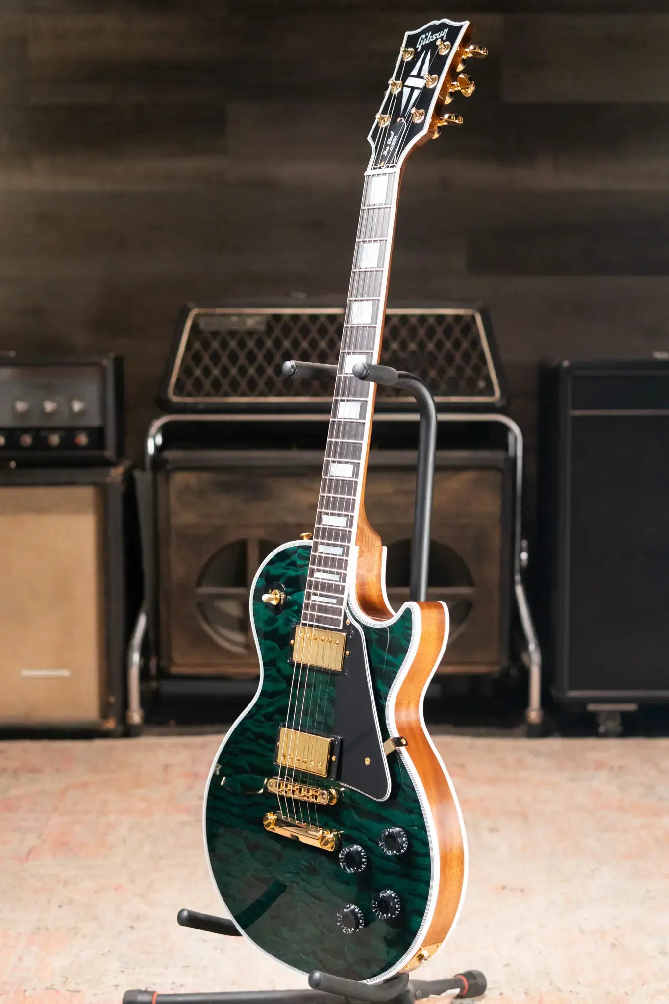 Gibson Custom Shop Les Paul 7A Quilt Top VOS Electric Guitar - Peacock with Hardshell Case