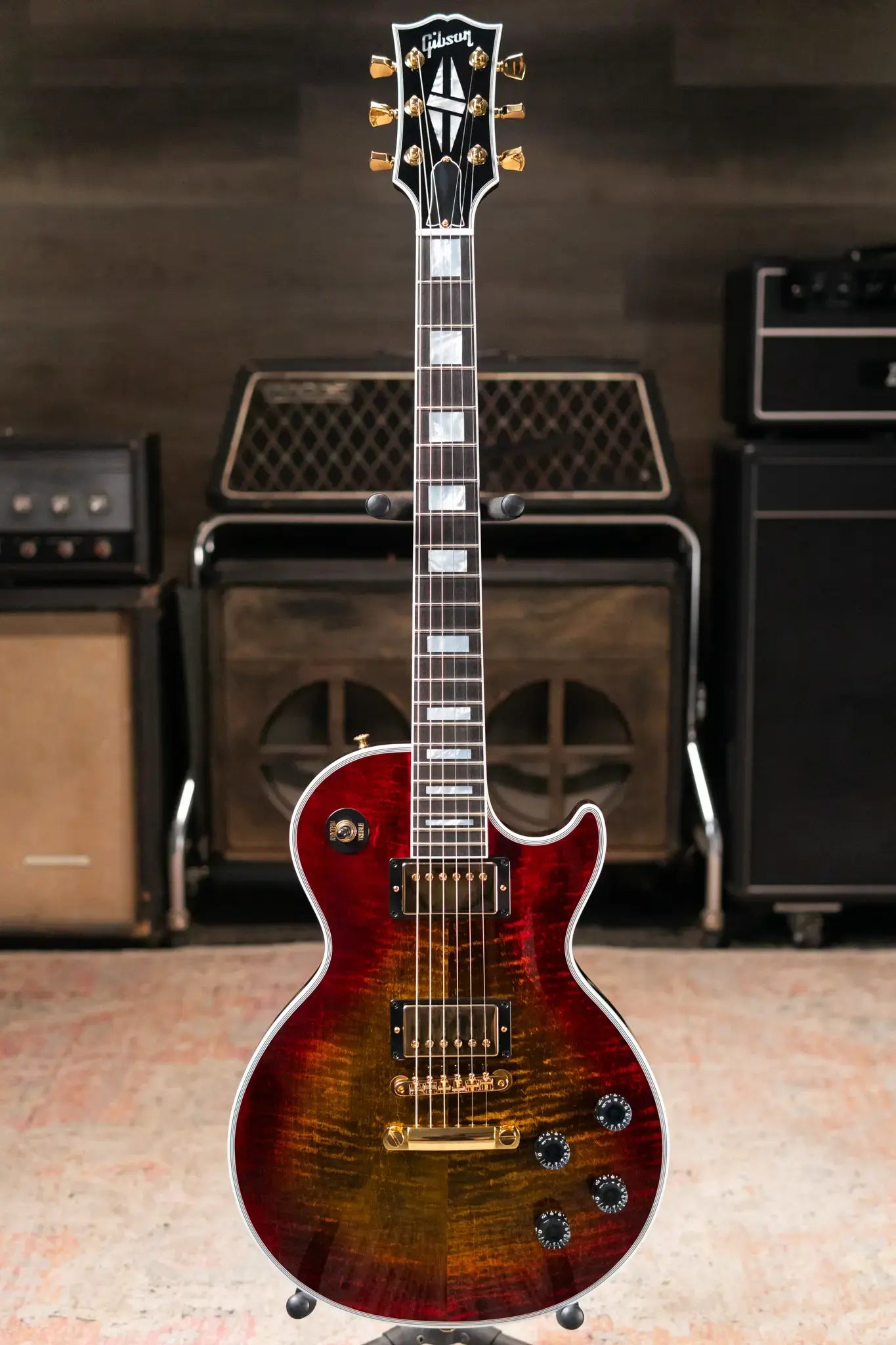 Gibson Custom Shop Les Paul Axcess Custom Figured Top with Ebony Fingerboard Electric Guitar - Bengal Burst with Hardshell Case