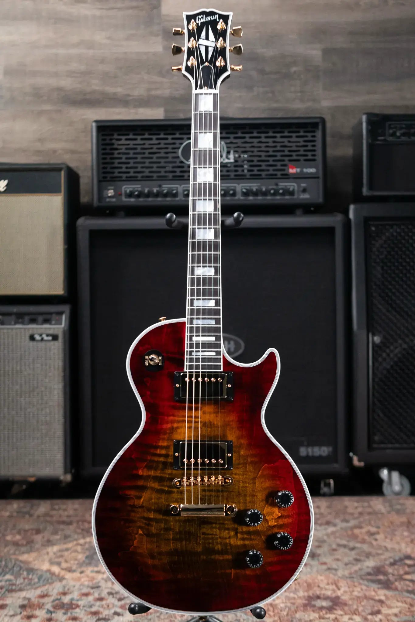 Gibson Custom Shop Les Paul Axcess Electric Guitar, Figured Top with Ebony Fingerboard - Bengal Burst with Hardshell Case