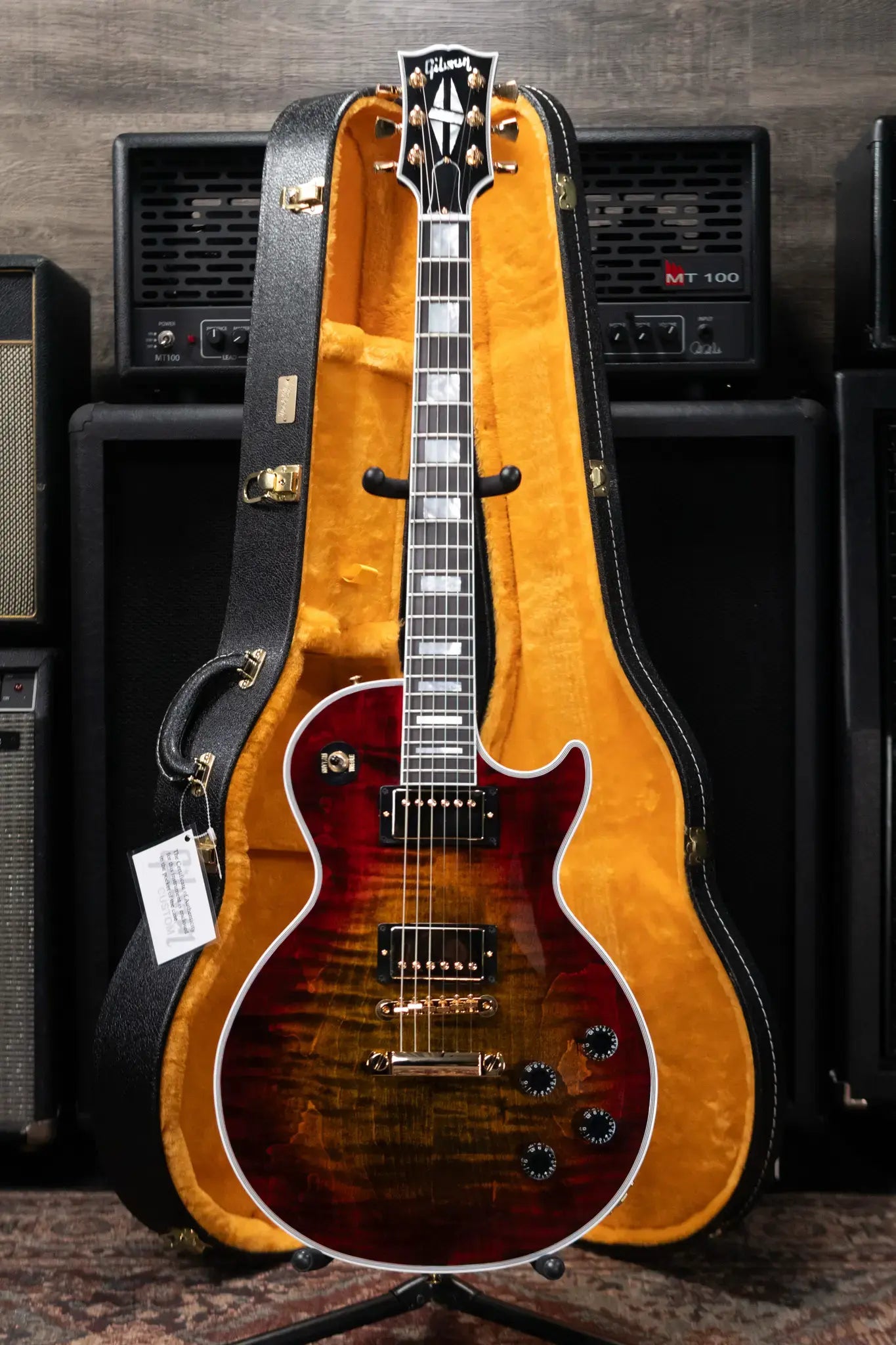 Gibson Custom Shop Les Paul Axcess Electric Guitar, Figured Top with Ebony Fingerboard - Bengal Burst with Hardshell Case