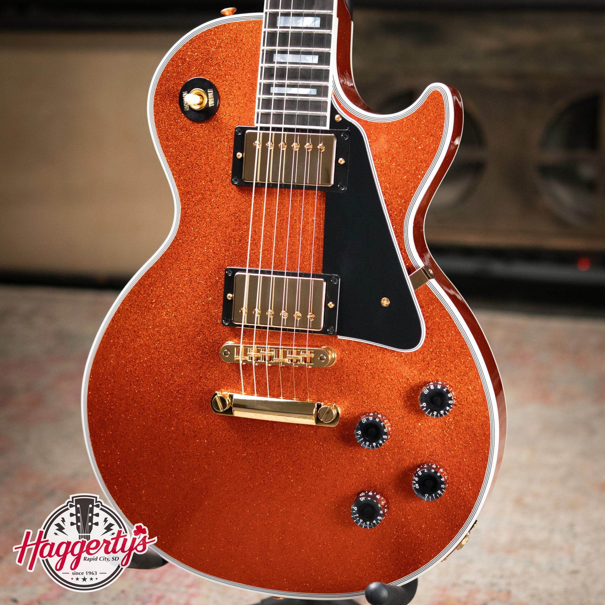 Gibson Custom Shop Les Paul Custom Electric Guitar - Orange Sparkle Gloss with Hardshell Case