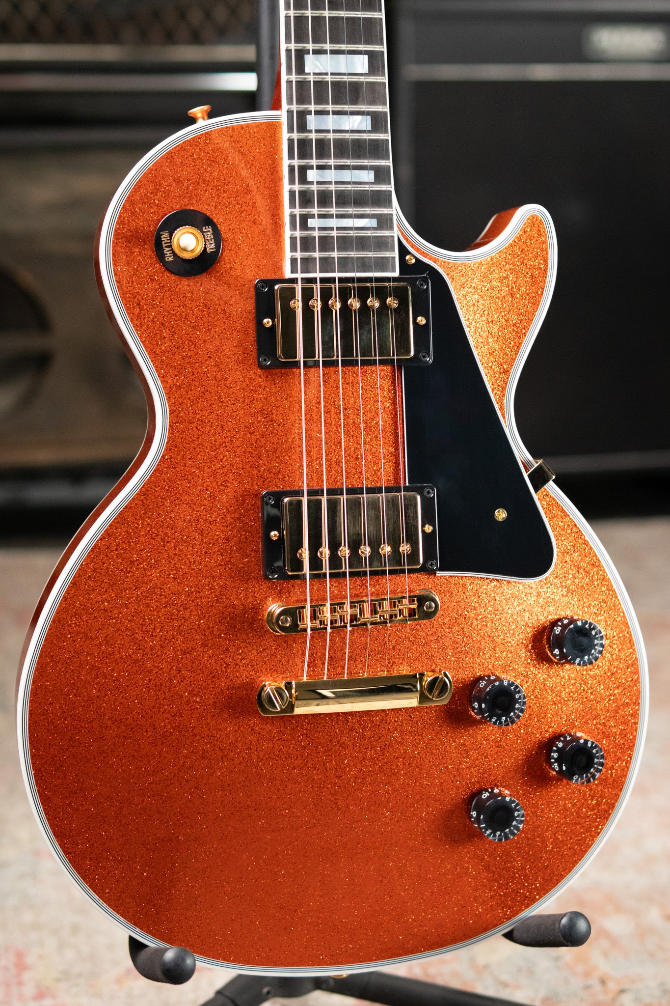 Gibson Custom Shop Les Paul Custom Electric Guitar - Orange Sparkle Gloss with Hardshell Case