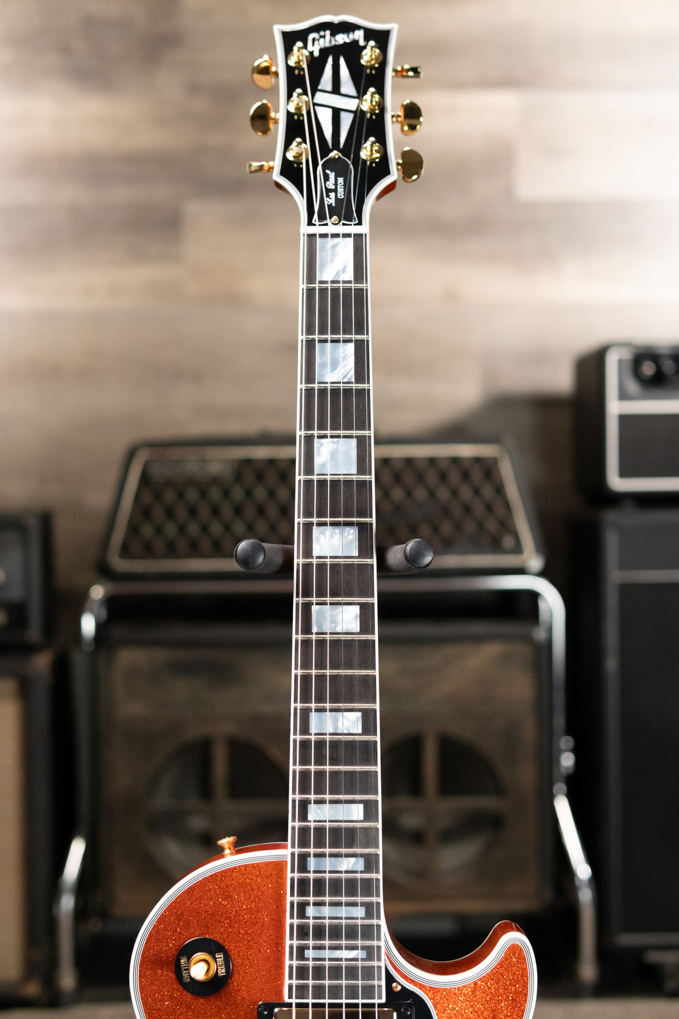 Gibson Custom Shop Les Paul Custom Electric Guitar - Orange Sparkle Gloss with Hardshell Case