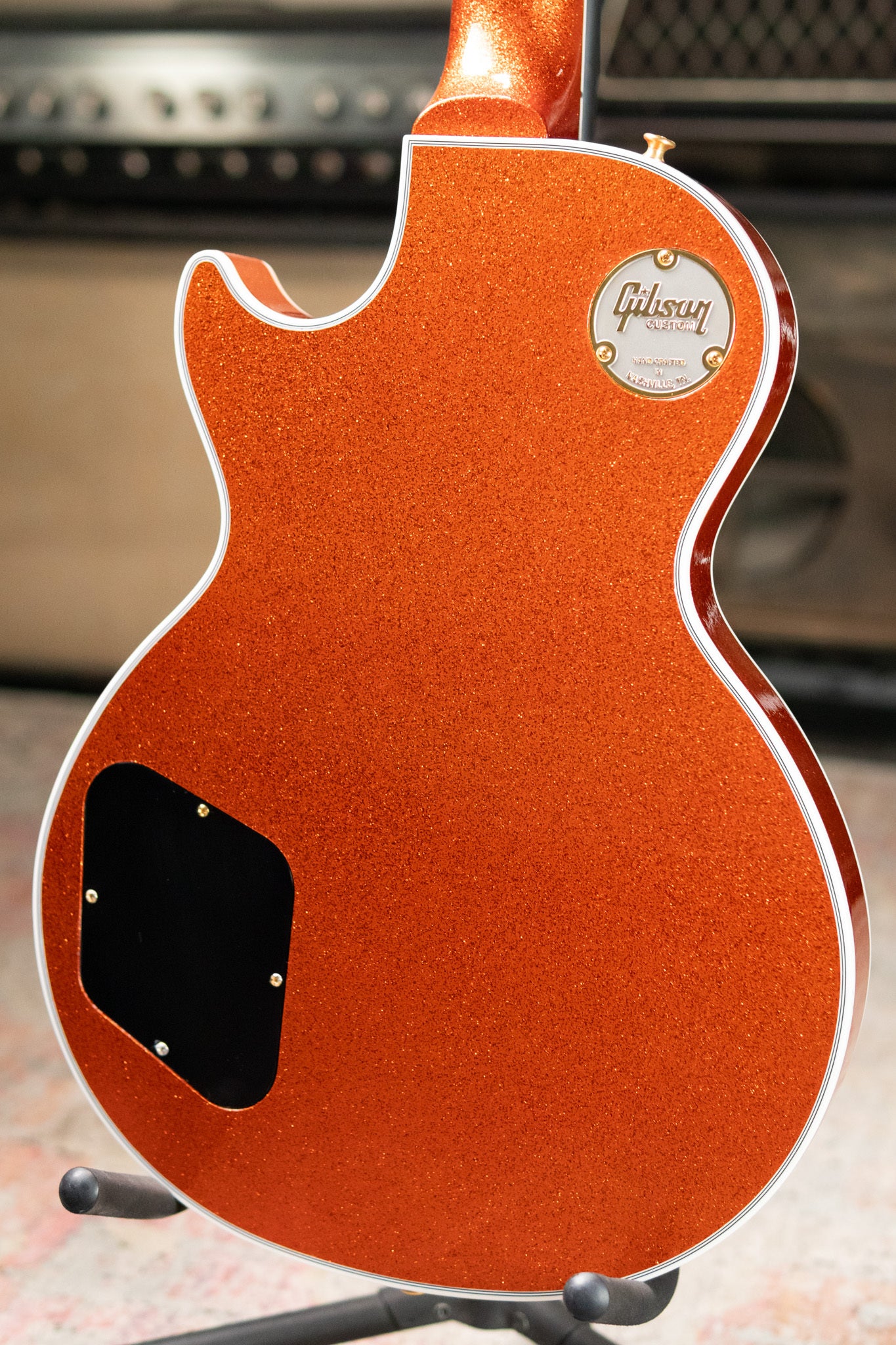 Gibson Custom Shop Les Paul Custom Electric Guitar - Orange Sparkle Gloss with Hardshell Case