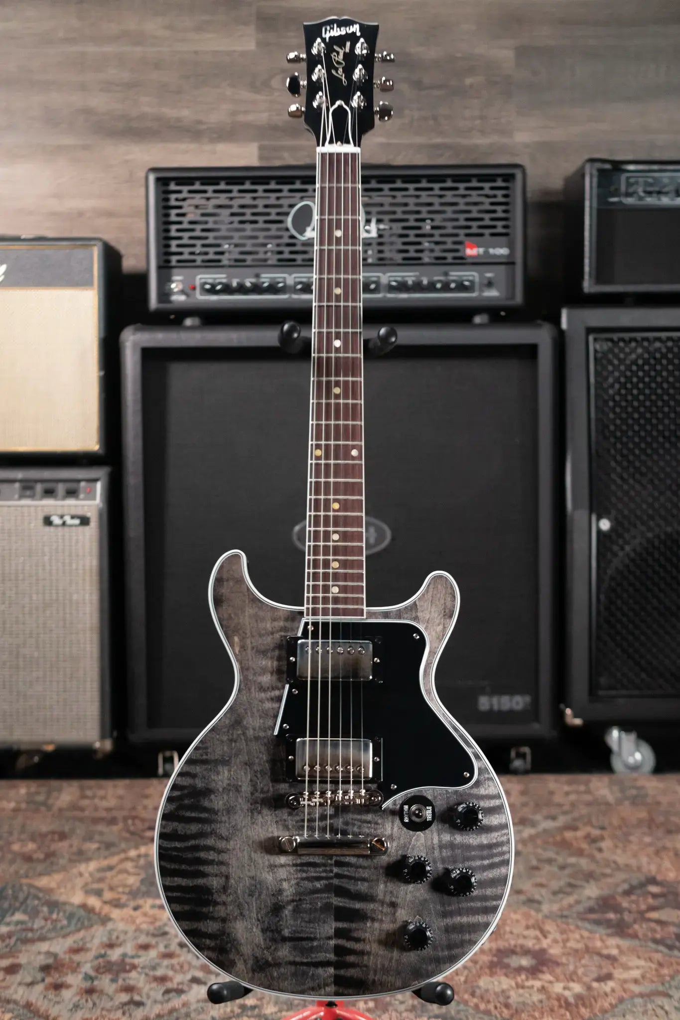 Gibson Custom Shop Les Paul Special Double Cut Figured Electric Guitar - Trans Black VOS with Hardshell Case