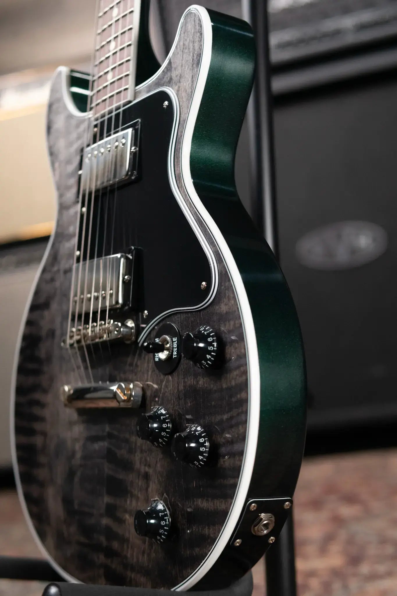 Gibson Custom Shop Les Paul Special Double Cut Figured Electric Guitar - Trans Black VOS with Hardshell Case