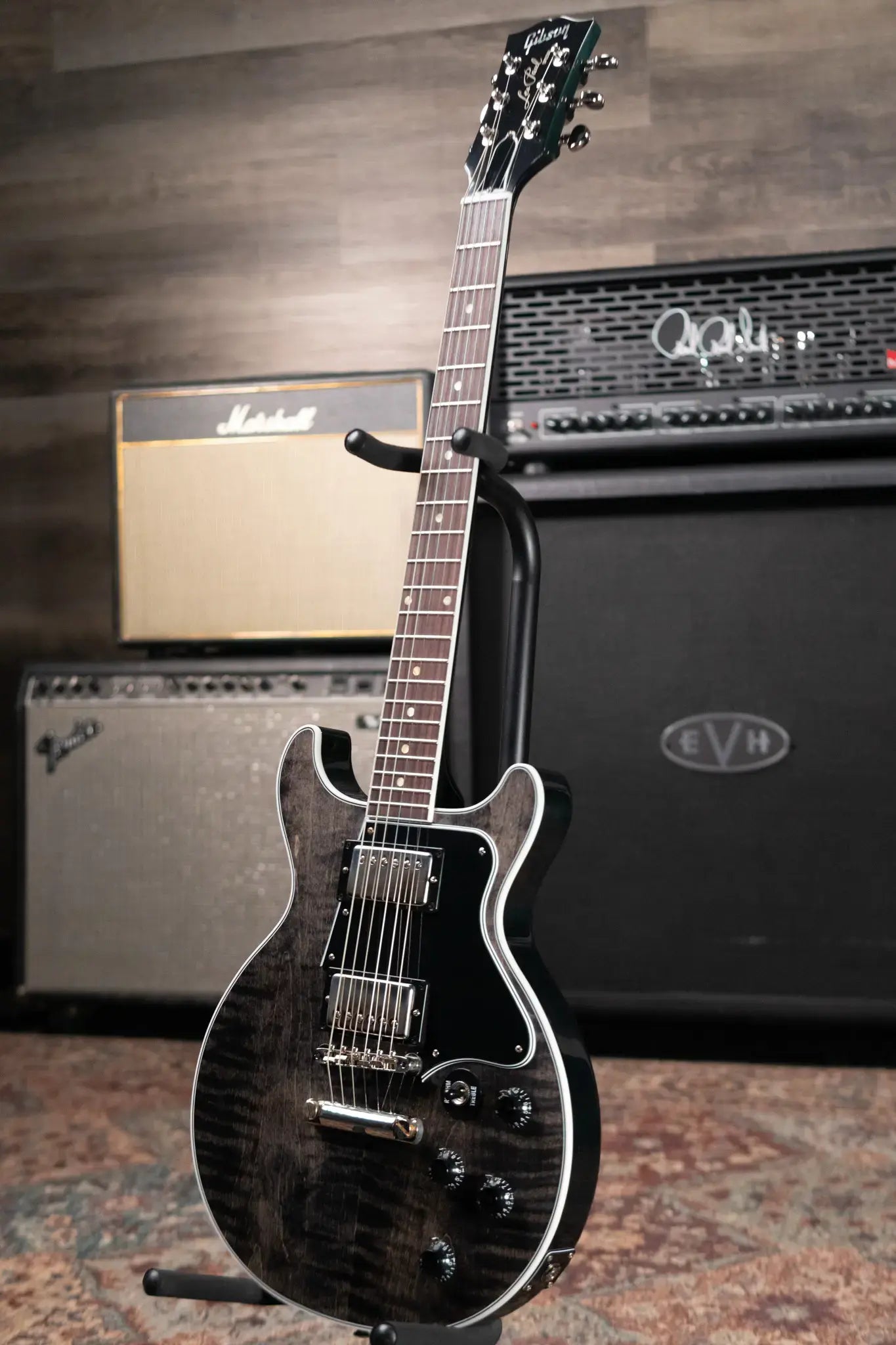 Gibson Custom Shop Les Paul Special Double Cut Figured Electric Guitar - Trans Black VOS with Hardshell Case