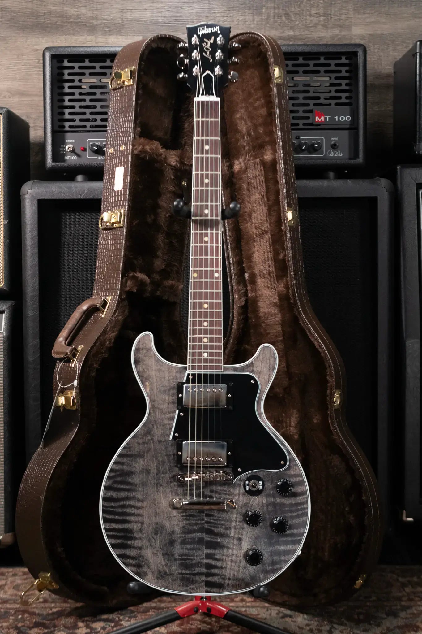 Gibson Custom Shop Les Paul Special Double Cut Figured Electric Guitar - Trans Black VOS with Hardshell Case