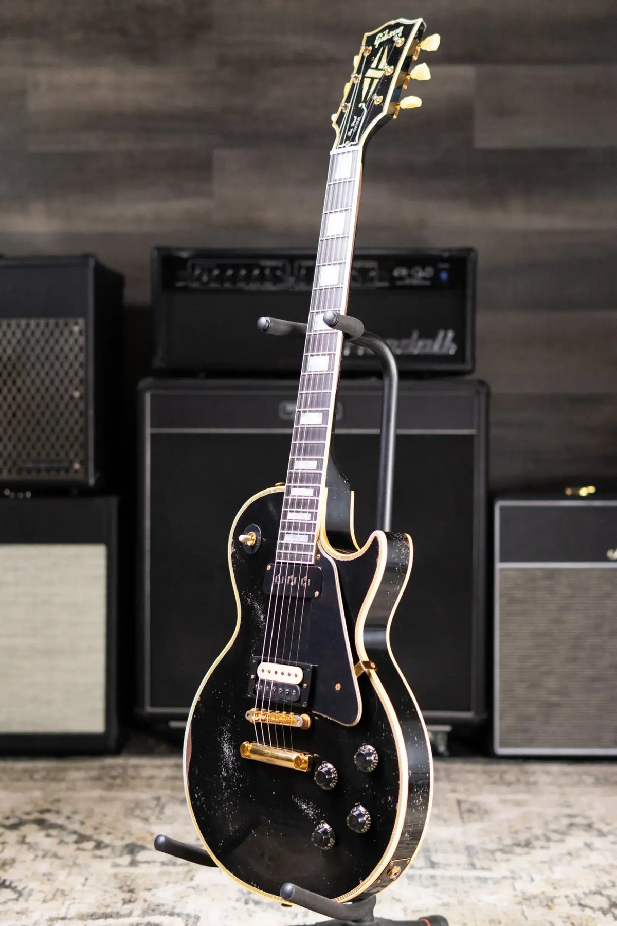 Gibson Custom Shop Limited Edition 1954 Les Paul Custom Reissue Murphy Lab Electric Guitar - Ebony Heavy Aged with Hardshell Case