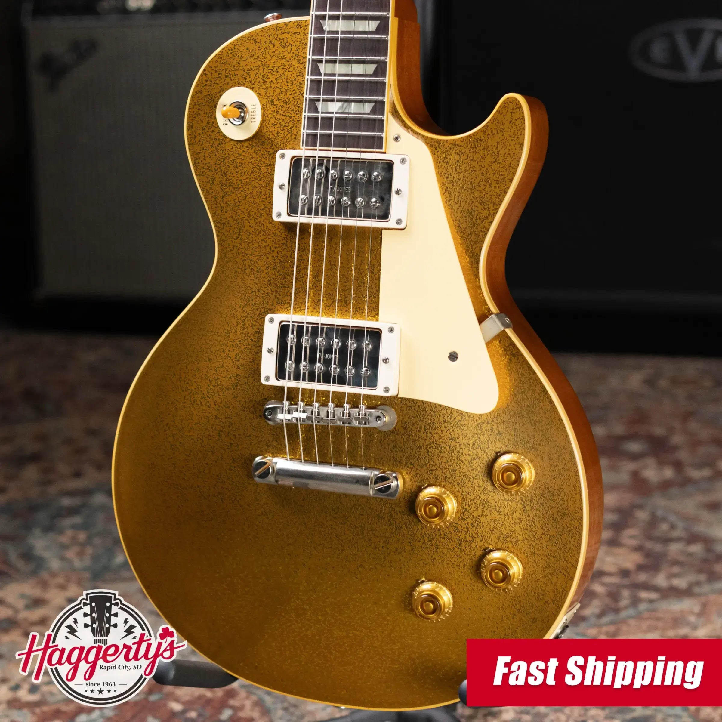 Gibson Custom Shop Limited Edition 1957 Les Paul Standard VOS Electric Guitar - Gold Sparkle with Hardshell Case