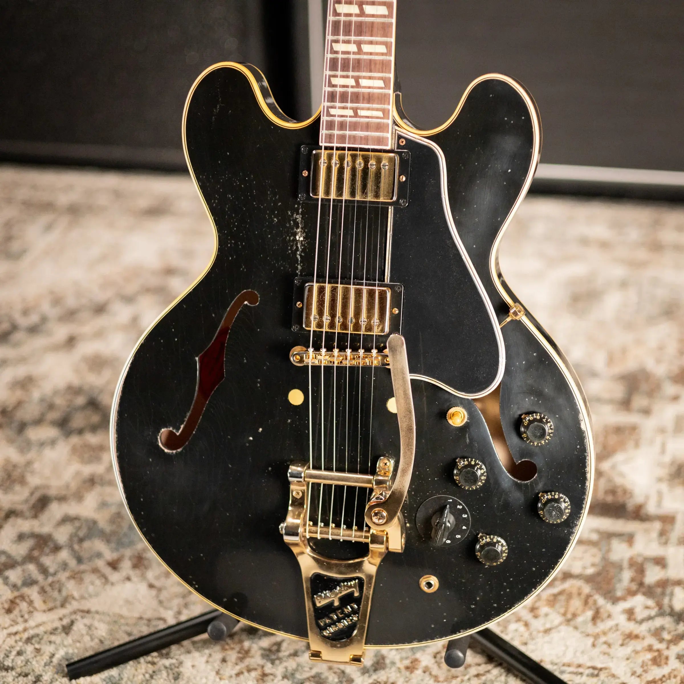 Gibson Custom Shop Limited Edition 1959 ES-345 Varitone Bigsby Reissue Murphy Lab Semi-Hollow Electric Guitar - Ebony Heavy Aged with Hardshell Case