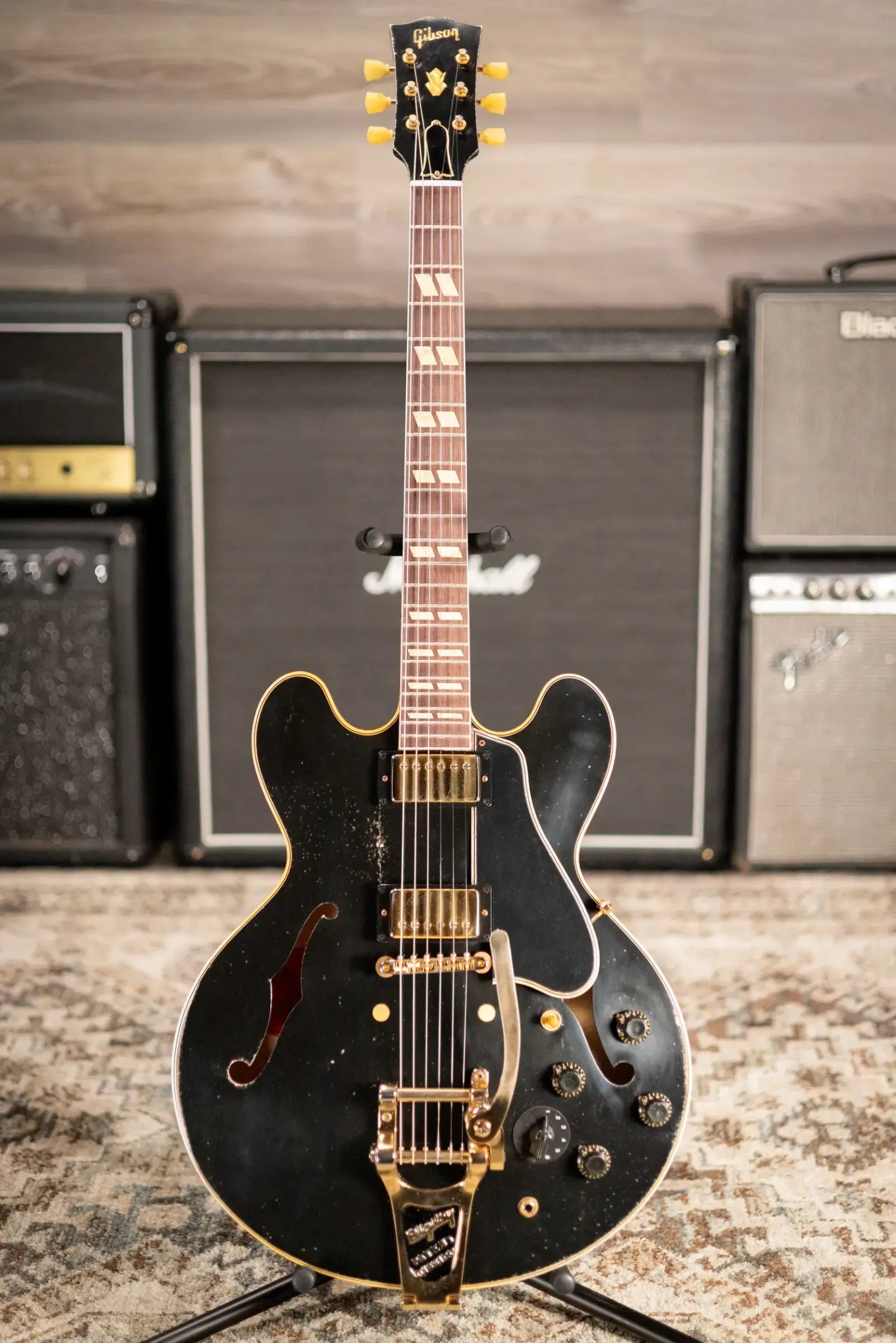 Gibson Custom Shop Limited Edition 1959 ES-345 Varitone Bigsby Reissue Murphy Lab Semi-Hollow Electric Guitar - Ebony Heavy Aged with Hardshell Case