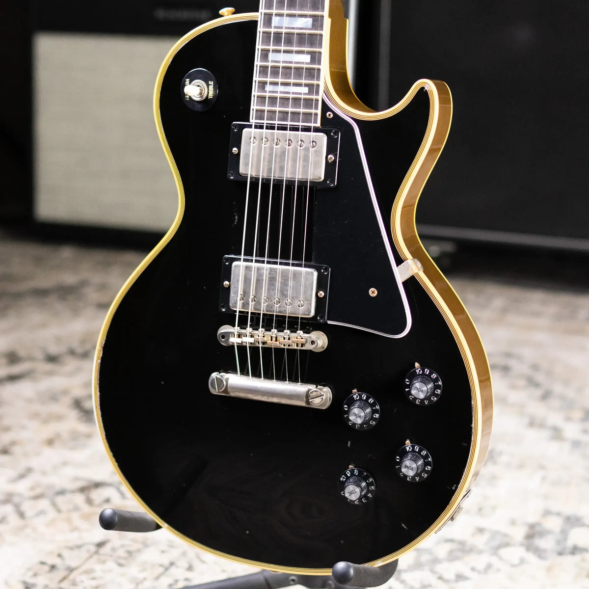 Gibson Custom Shop Limited Edition 1968 Les Paul Custom Reissue Murphy Lab Electric Guitar - Ebony Top, Gold Back with Hardshell Case