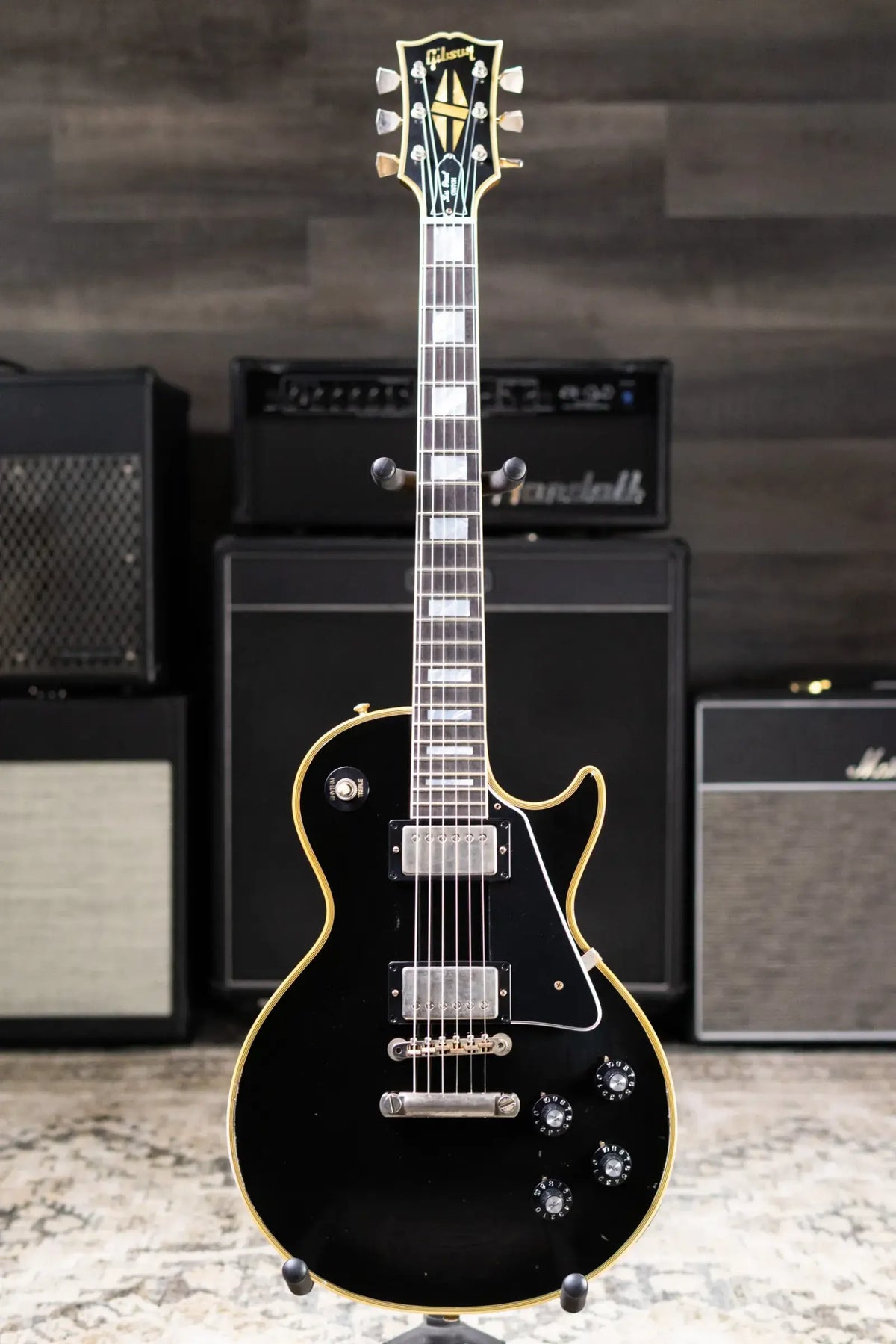 Gibson Custom Shop Limited Edition 1968 Les Paul Custom Reissue Murphy Lab Electric Guitar - Ebony Top, Gold Back with Hardshell Case