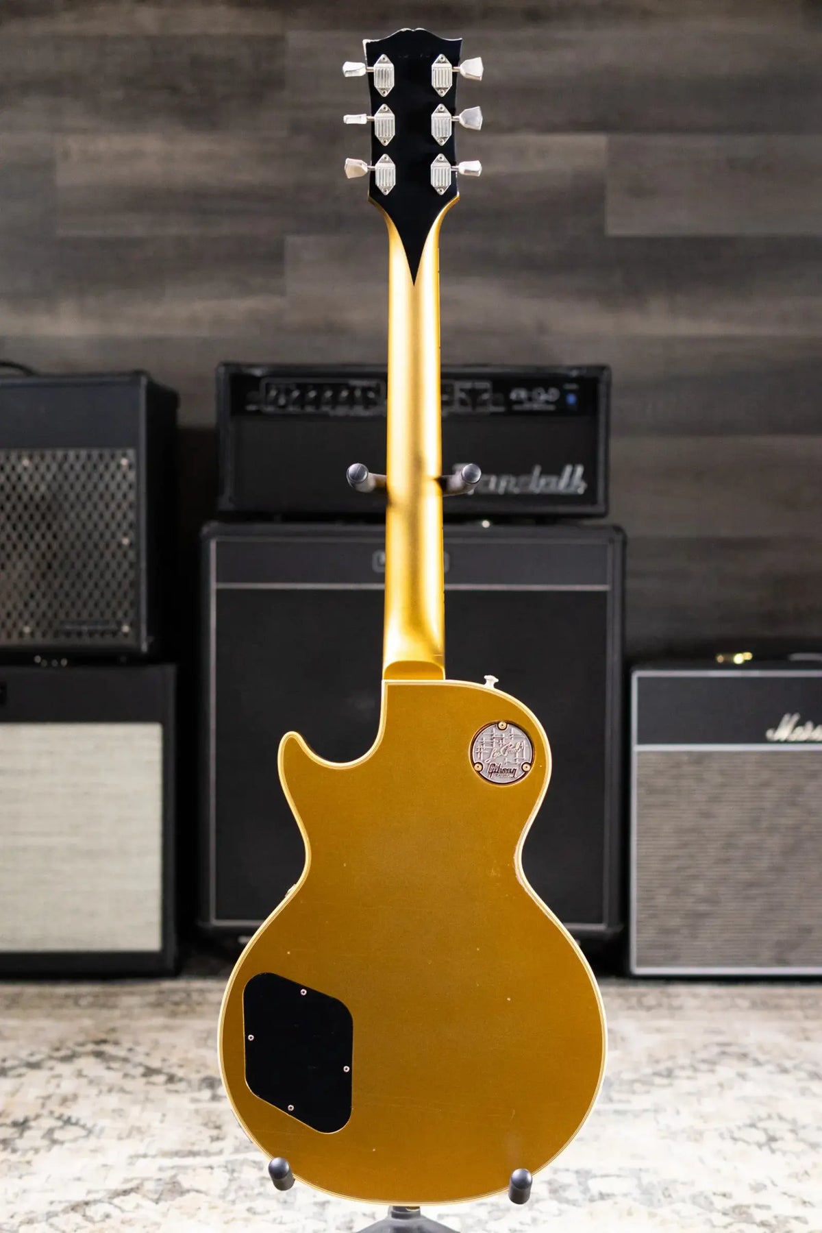 Gibson Custom Shop Limited Edition 1968 Les Paul Custom Reissue Murphy Lab Electric Guitar - Ebony Top, Gold Back with Hardshell Case