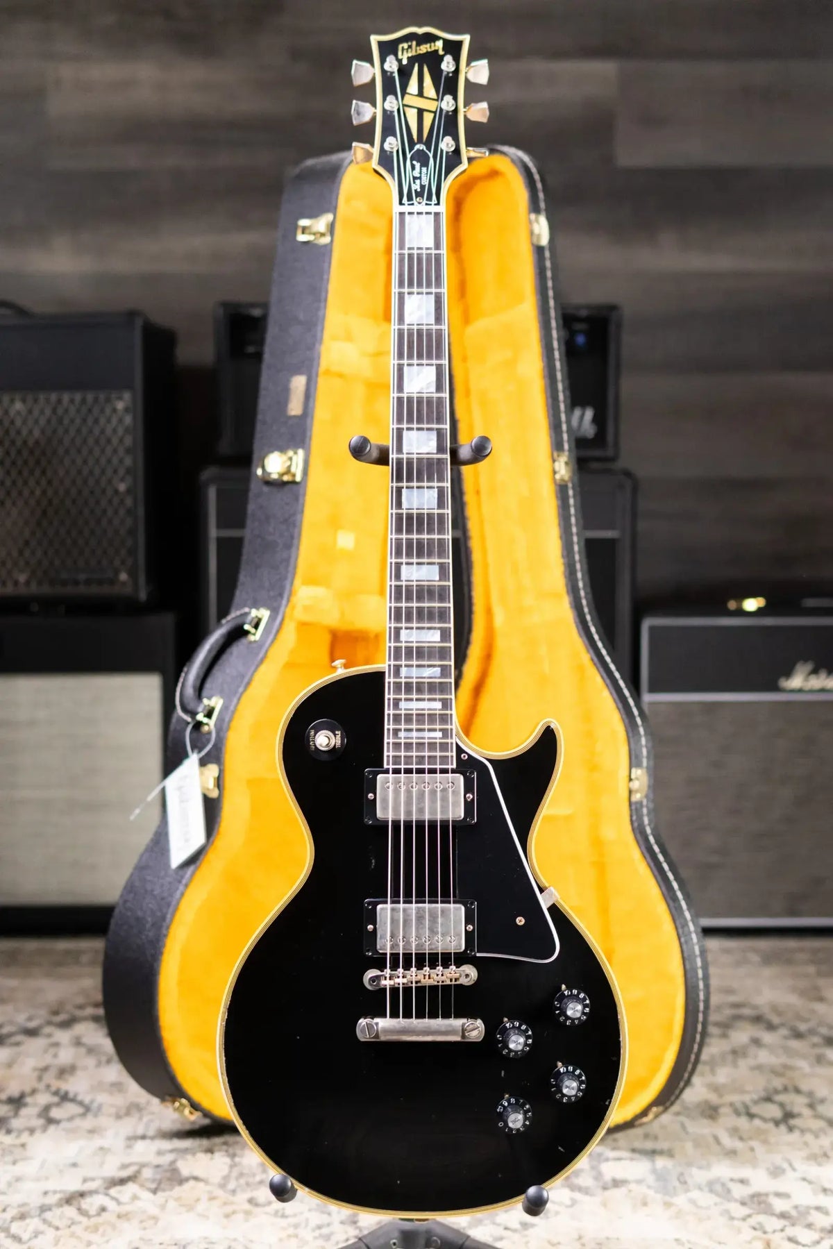 Gibson Custom Shop Limited Edition 1968 Les Paul Custom Reissue Murphy Lab Electric Guitar - Ebony Top, Gold Back with Hardshell Case