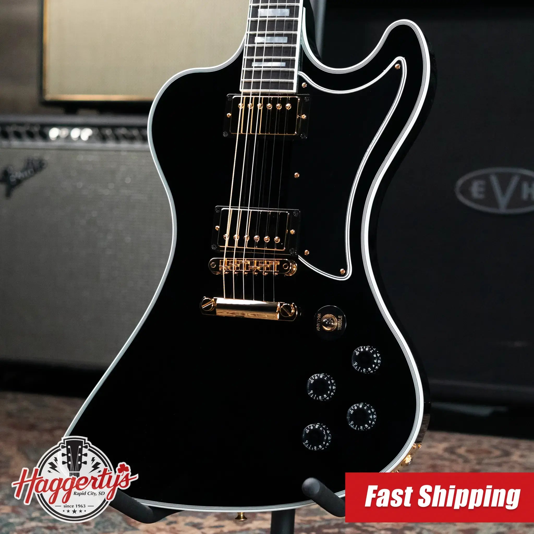 Gibson Custom Shop RD Custom Electric Guitar - Ebony with Hardshell Case