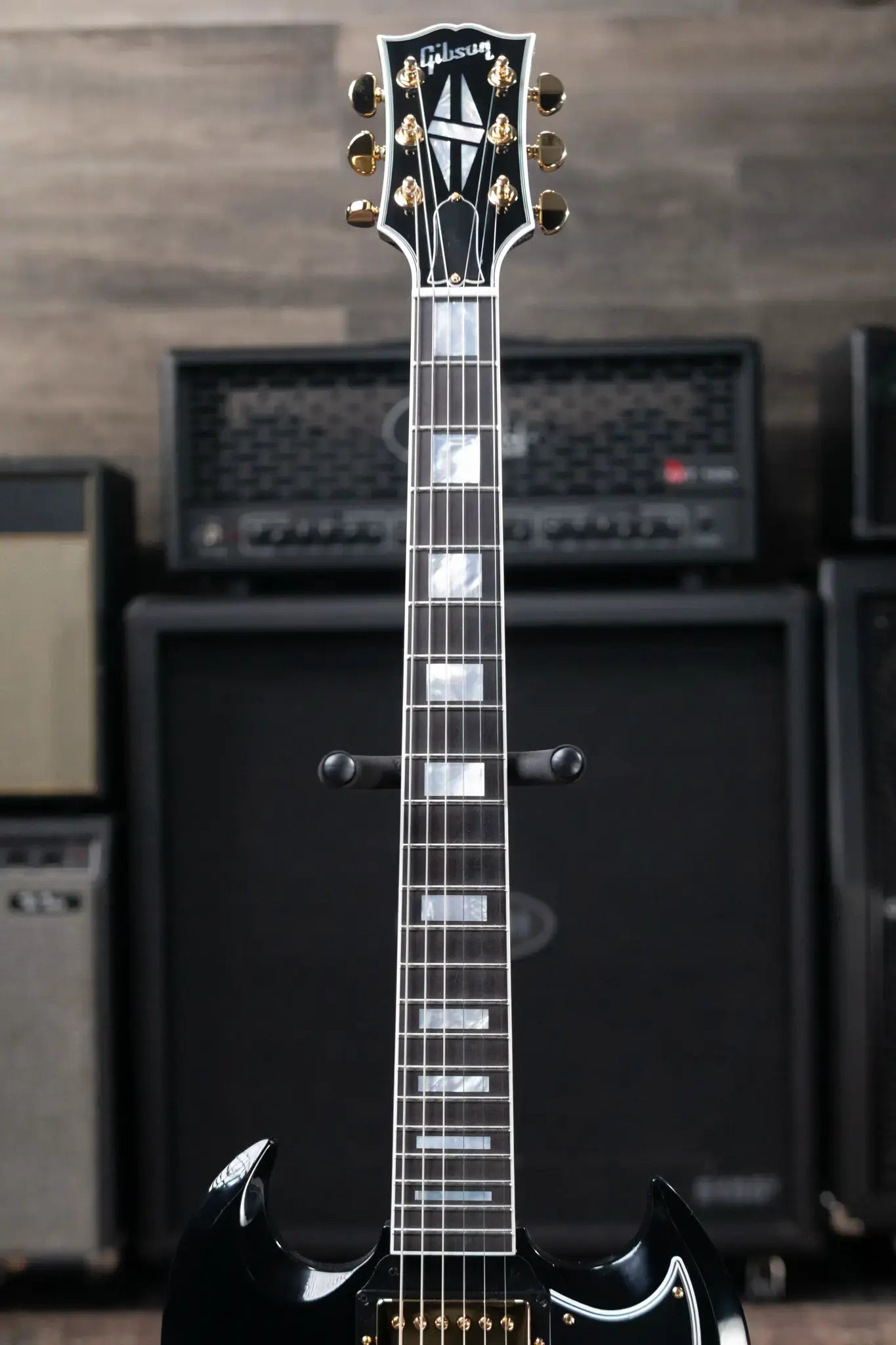 Gibson Custom Shop SG Custom 2-Pickup with Ebony Fingerboard Gloss Electric Guitar - Ebony with Hardshell Case