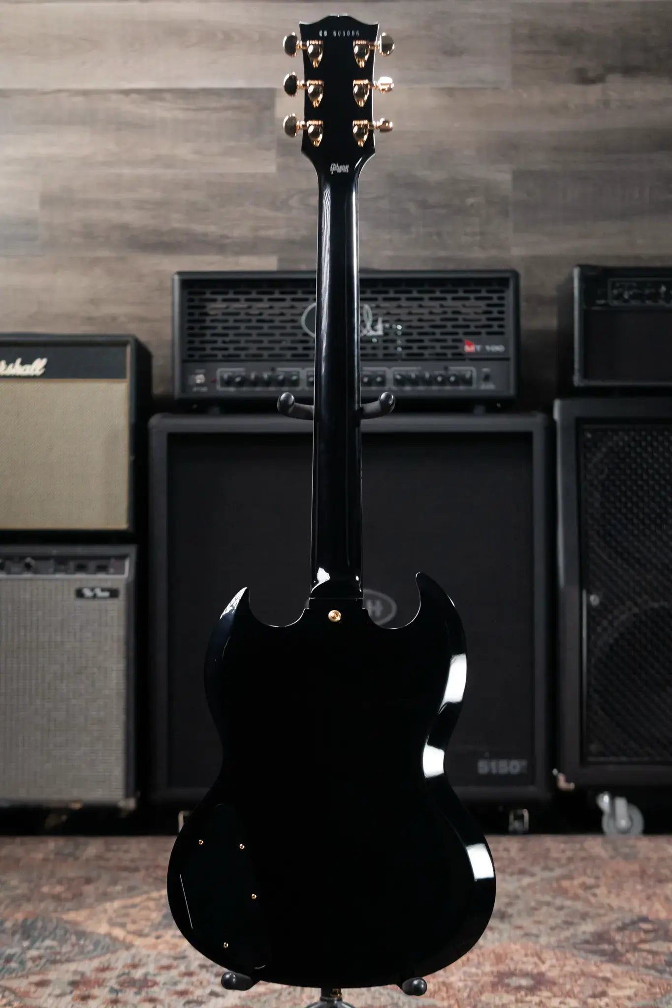 Gibson Custom Shop SG Custom 2-Pickup with Ebony Fingerboard Gloss Electric Guitar - Ebony with Hardshell Case