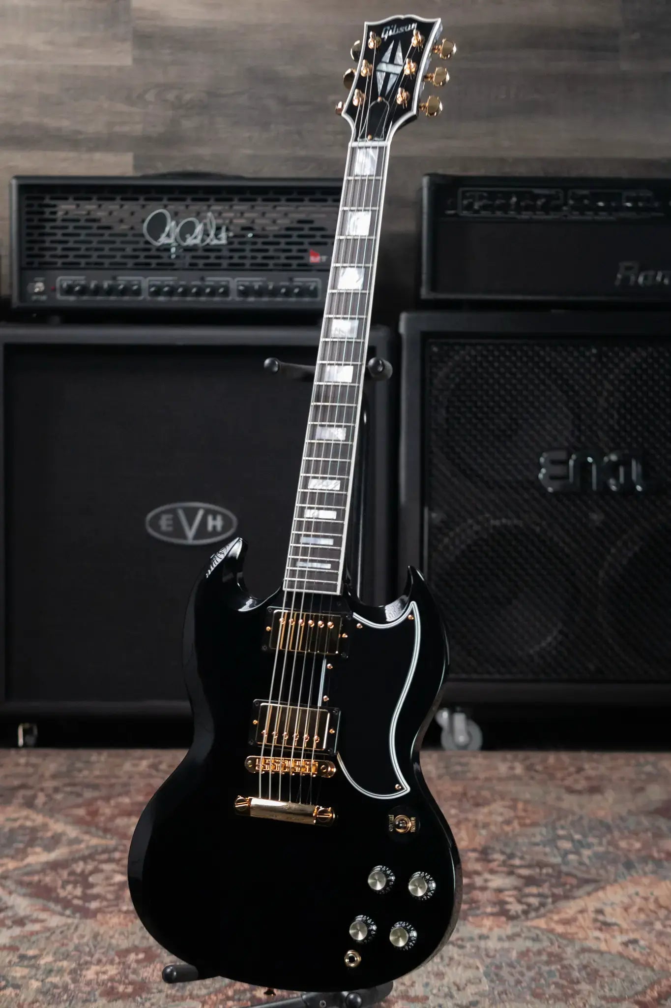 Gibson Custom Shop SG Custom 2-Pickup with Ebony Fingerboard Gloss Electric Guitar - Ebony with Hardshell Case