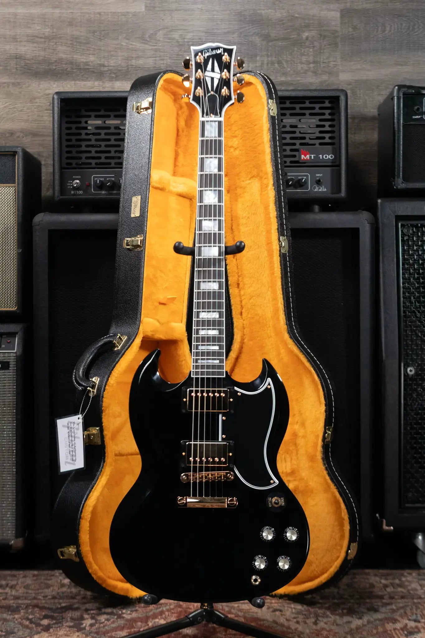 Gibson Custom Shop SG Custom 2-Pickup with Ebony Fingerboard Gloss Electric Guitar - Ebony with Hardshell Case