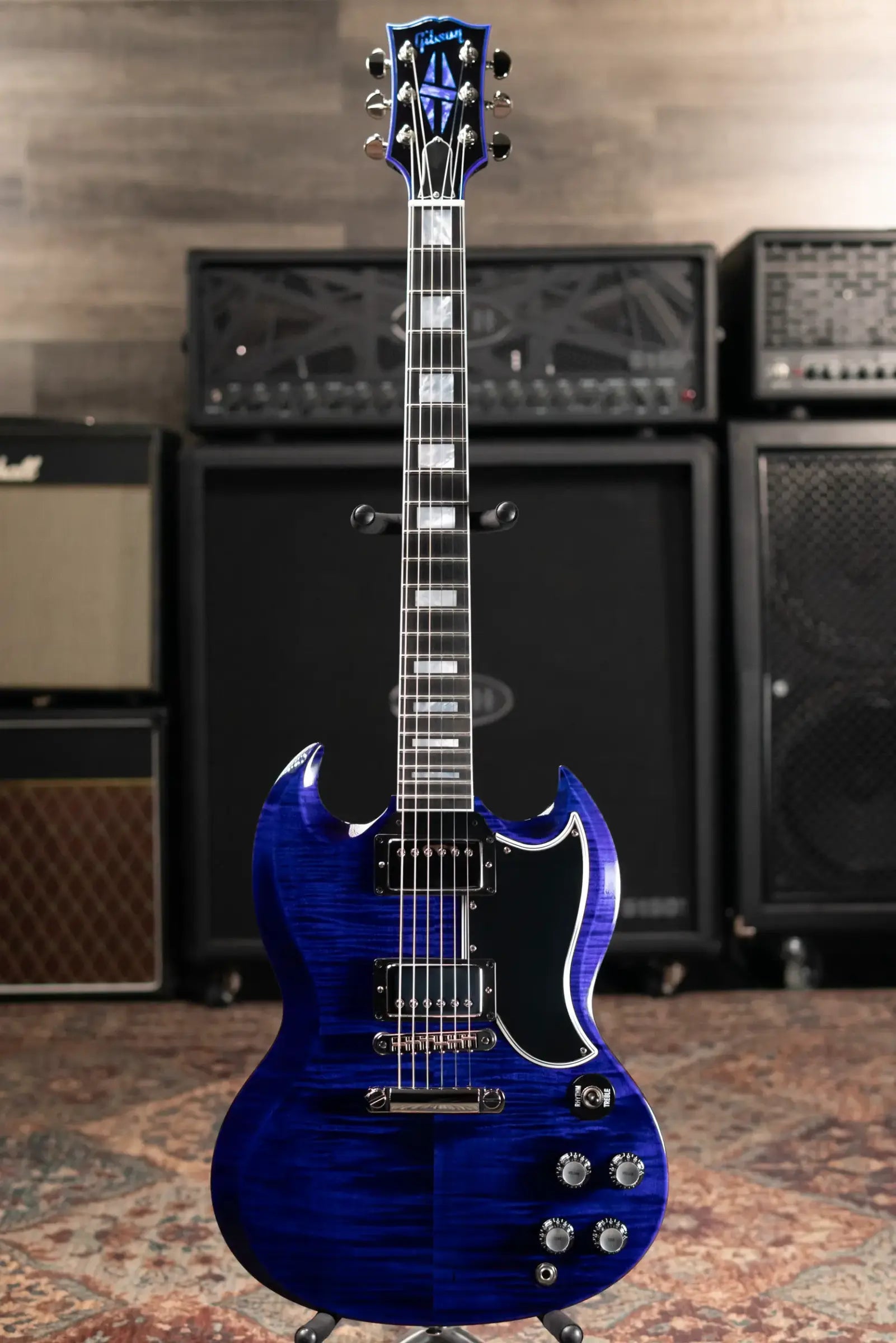 Gibson Custom Shop SG Custom Figured Top Electric Guitar - Blue Widow with Hardshell Case