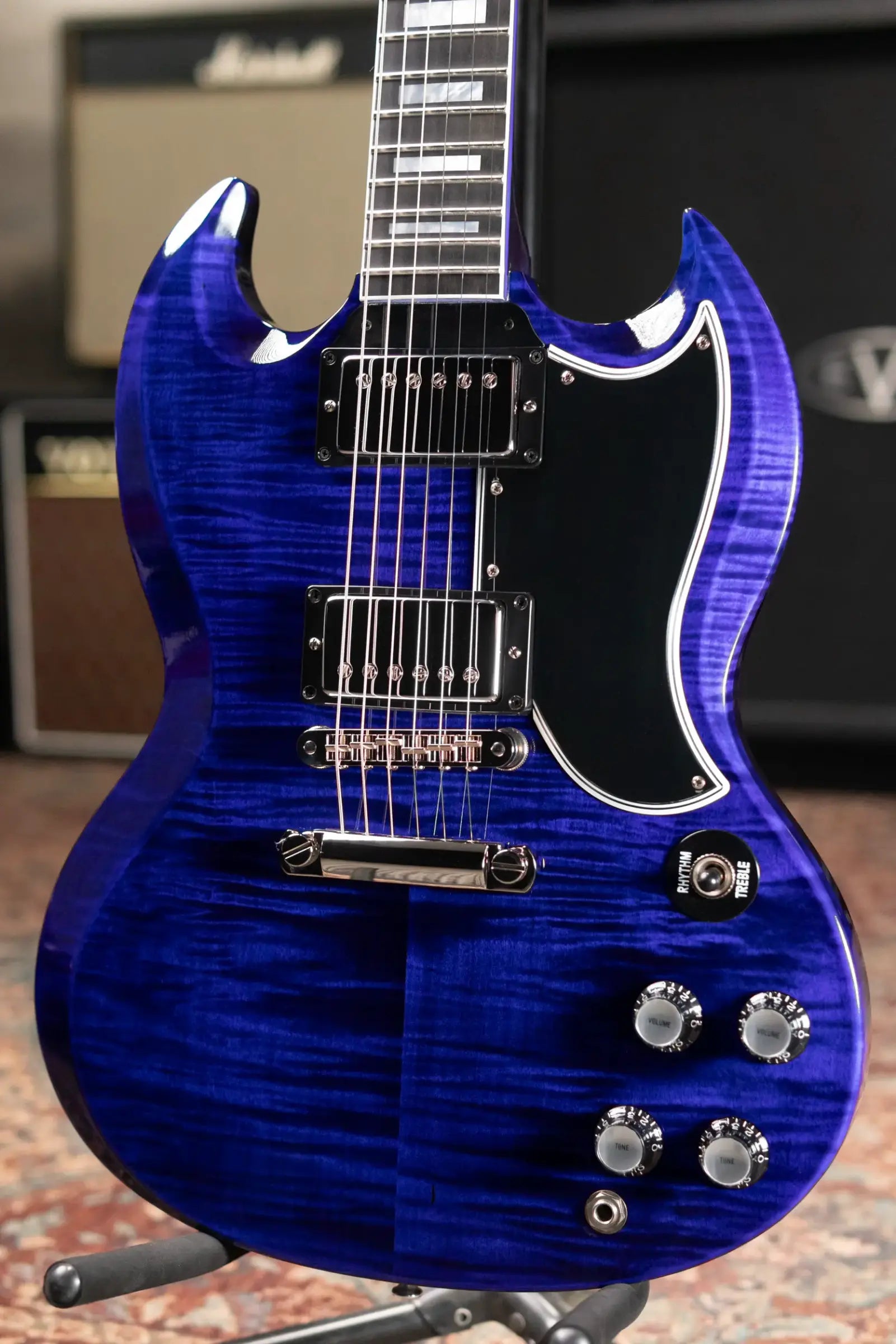 Gibson Custom Shop SG Custom Figured Top Electric Guitar - Blue Widow with Hardshell Case