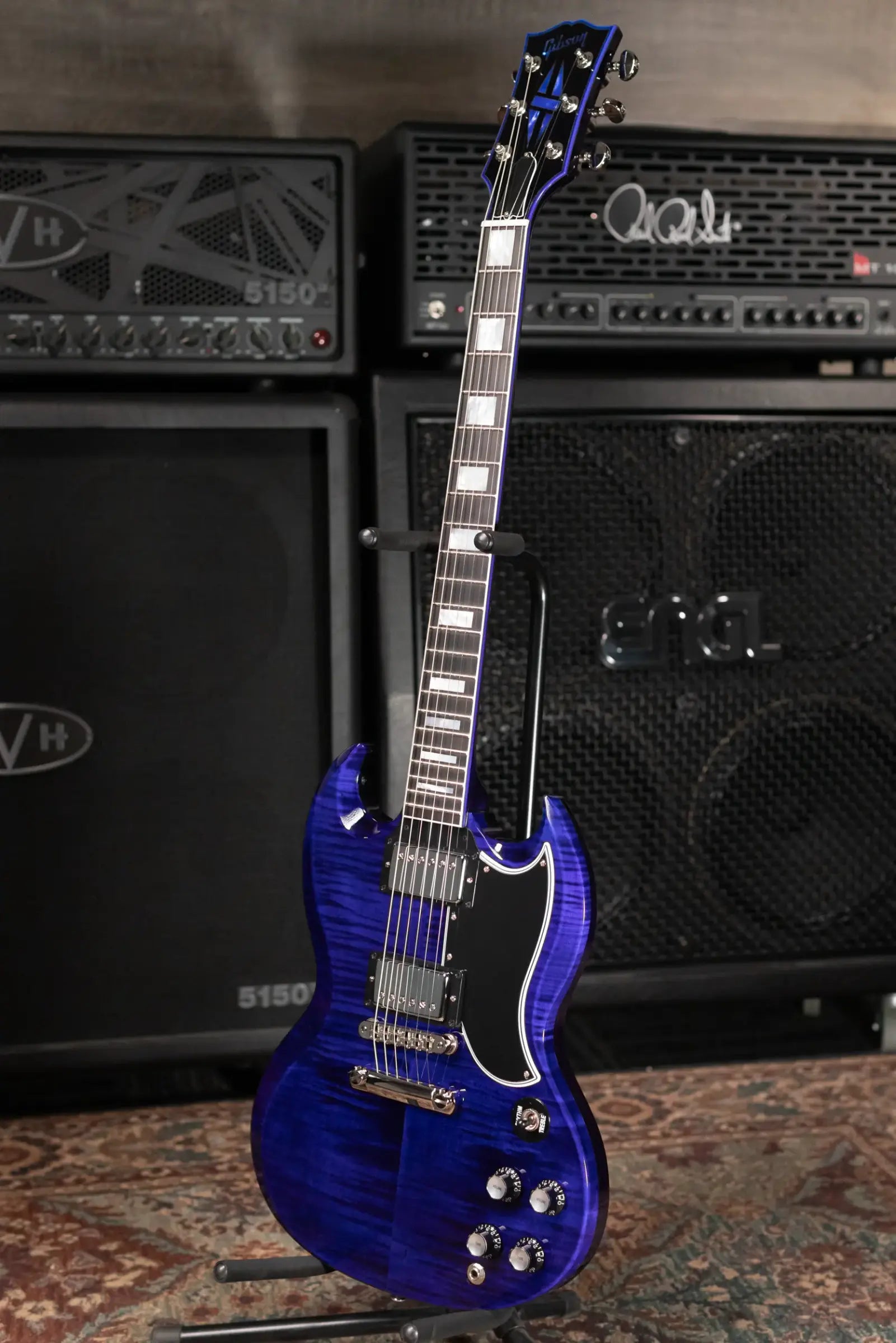 Gibson Custom Shop SG Custom Figured Top Electric Guitar - Blue Widow with Hardshell Case