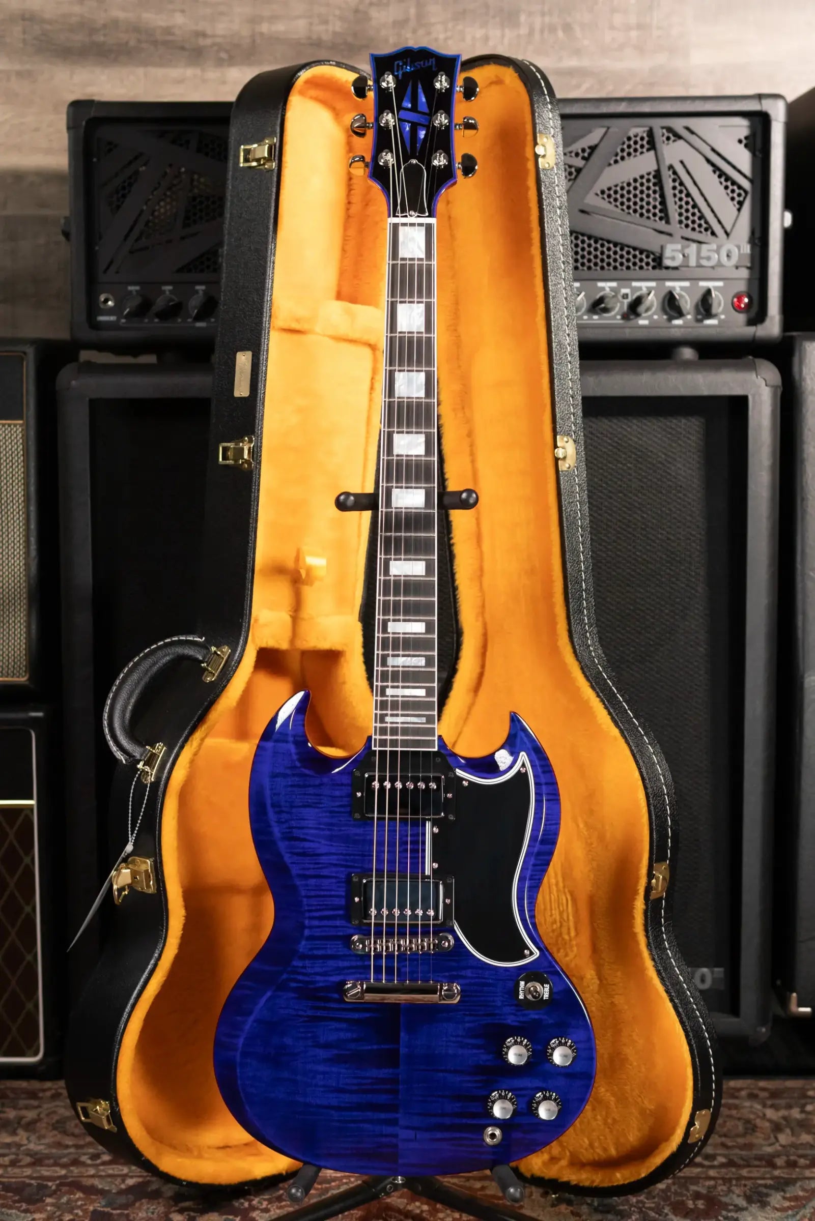 Gibson Custom Shop SG Custom Figured Top Electric Guitar - Blue Widow with Hardshell Case