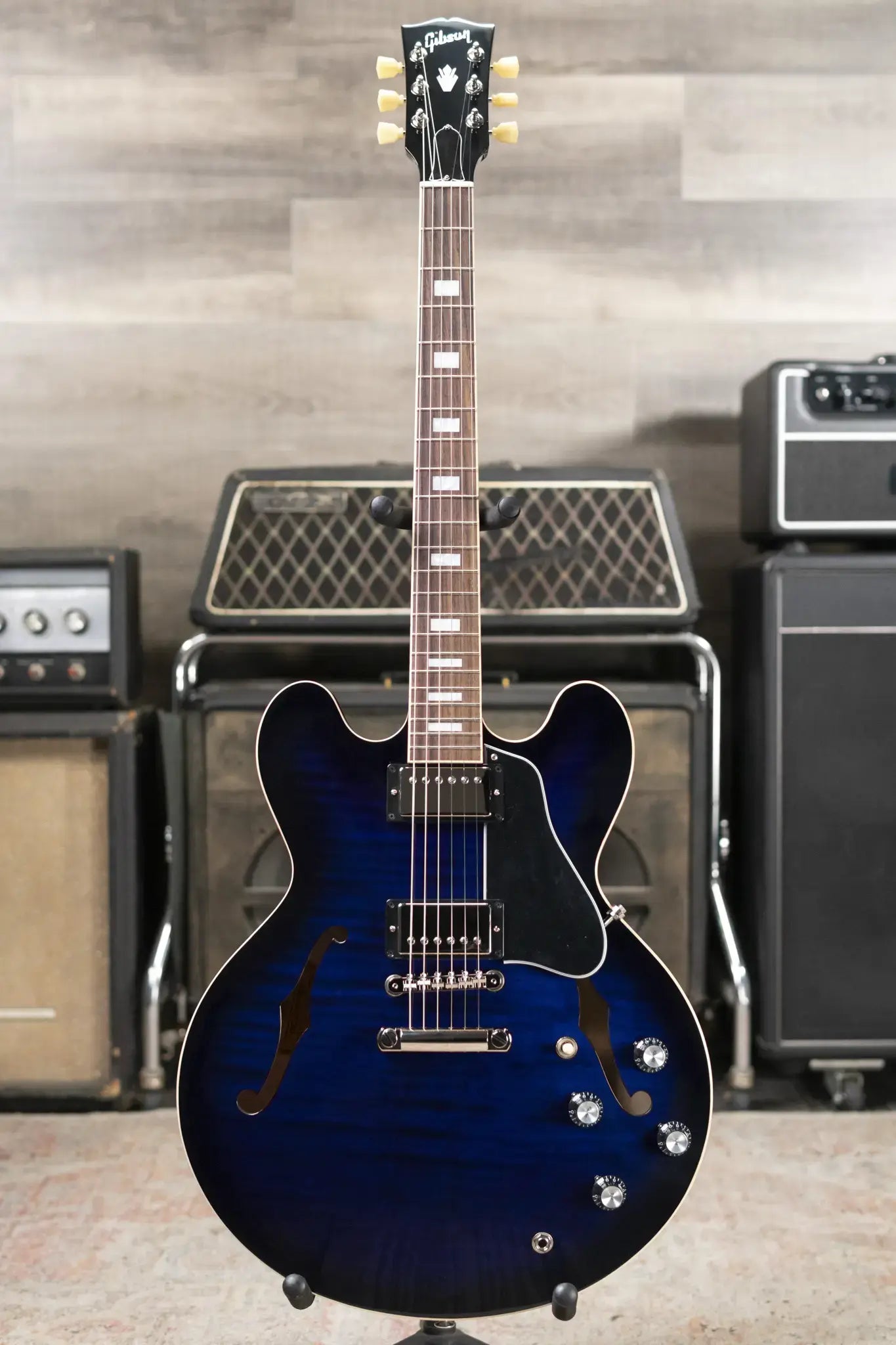 Gibson ES-335 Figured Semi-Hollow Electric Guitar - Deep Ocean Burst with Hardshell Case