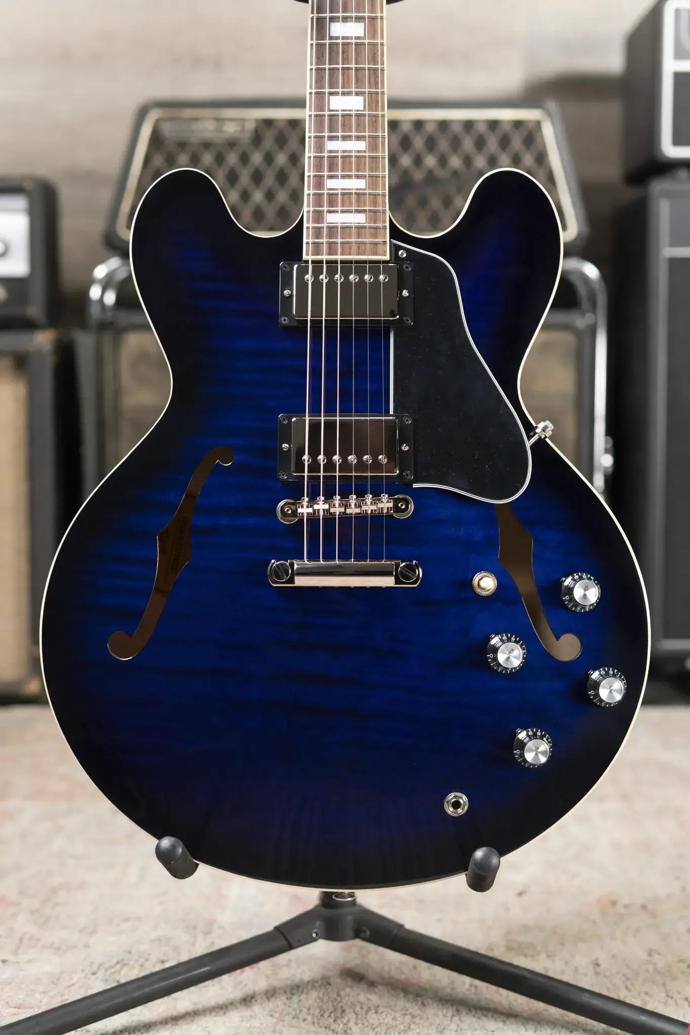 Gibson ES-335 Figured Semi-Hollow Electric Guitar - Deep Ocean Burst with Hardshell Case