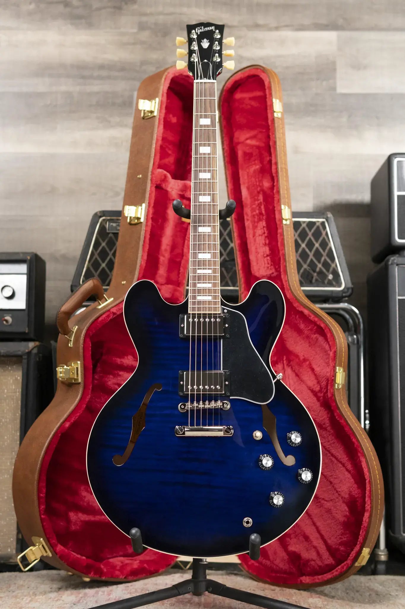 Gibson ES-335 Figured Semi-Hollow Electric Guitar - Deep Ocean Burst with Hardshell Case