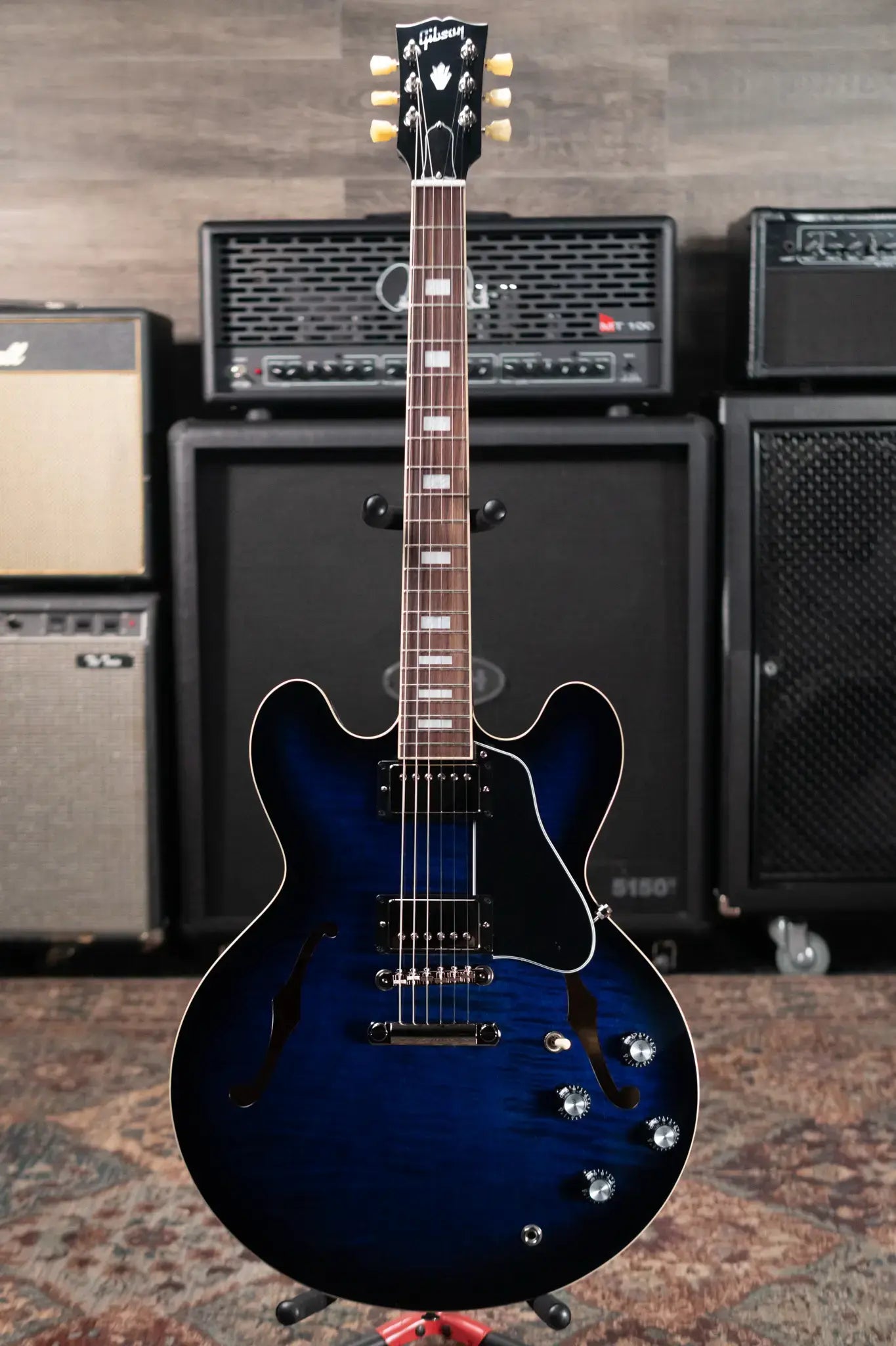 Gibson ES-335 Figured Semi-Hollow Electric Guitar - Deep Ocean Burst with Hardshell Case