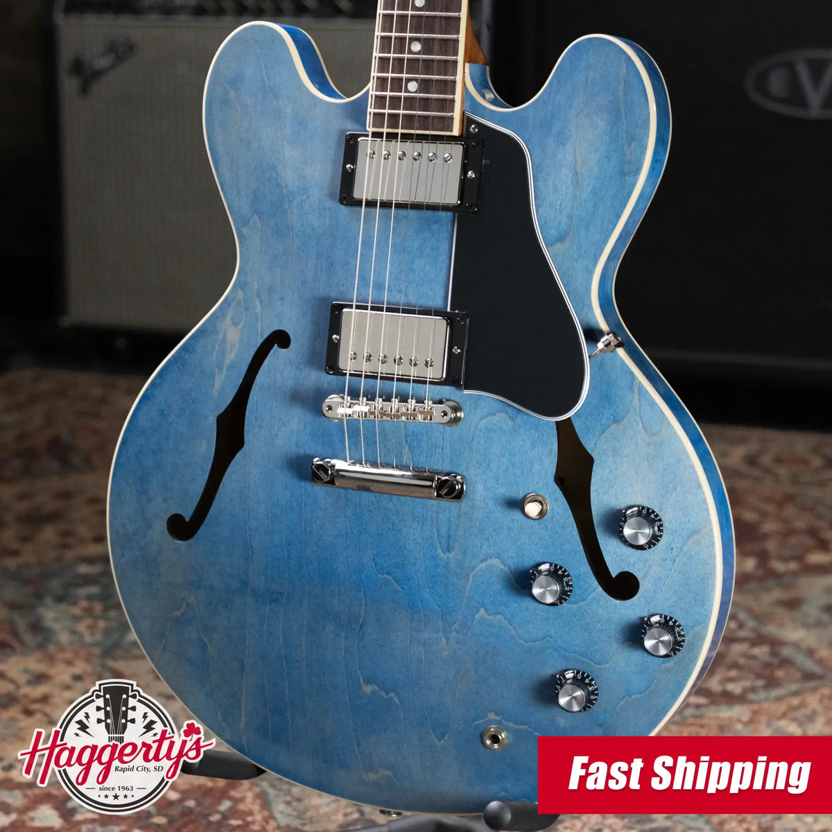 Gibson ES-335 Semi-Hollow Electric Guitar - Ocean Blue with Hardshell Case