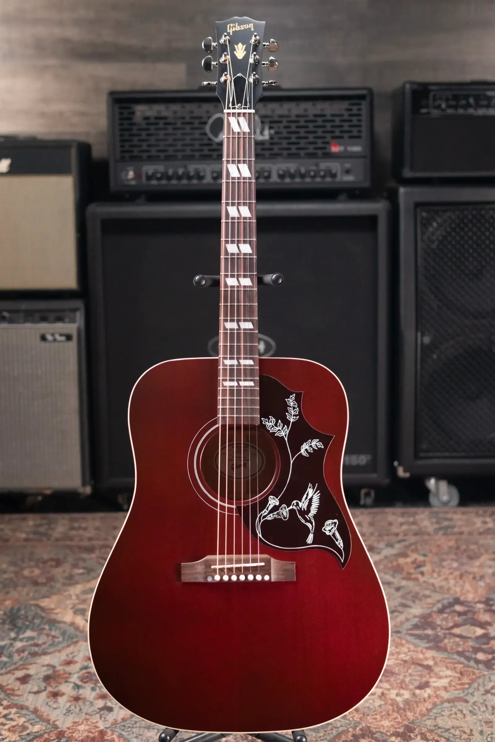 Gibson Hummingbird Special Dreadnought Acoustic/Electric Guitar - Satin Wine Red with Gig Bag