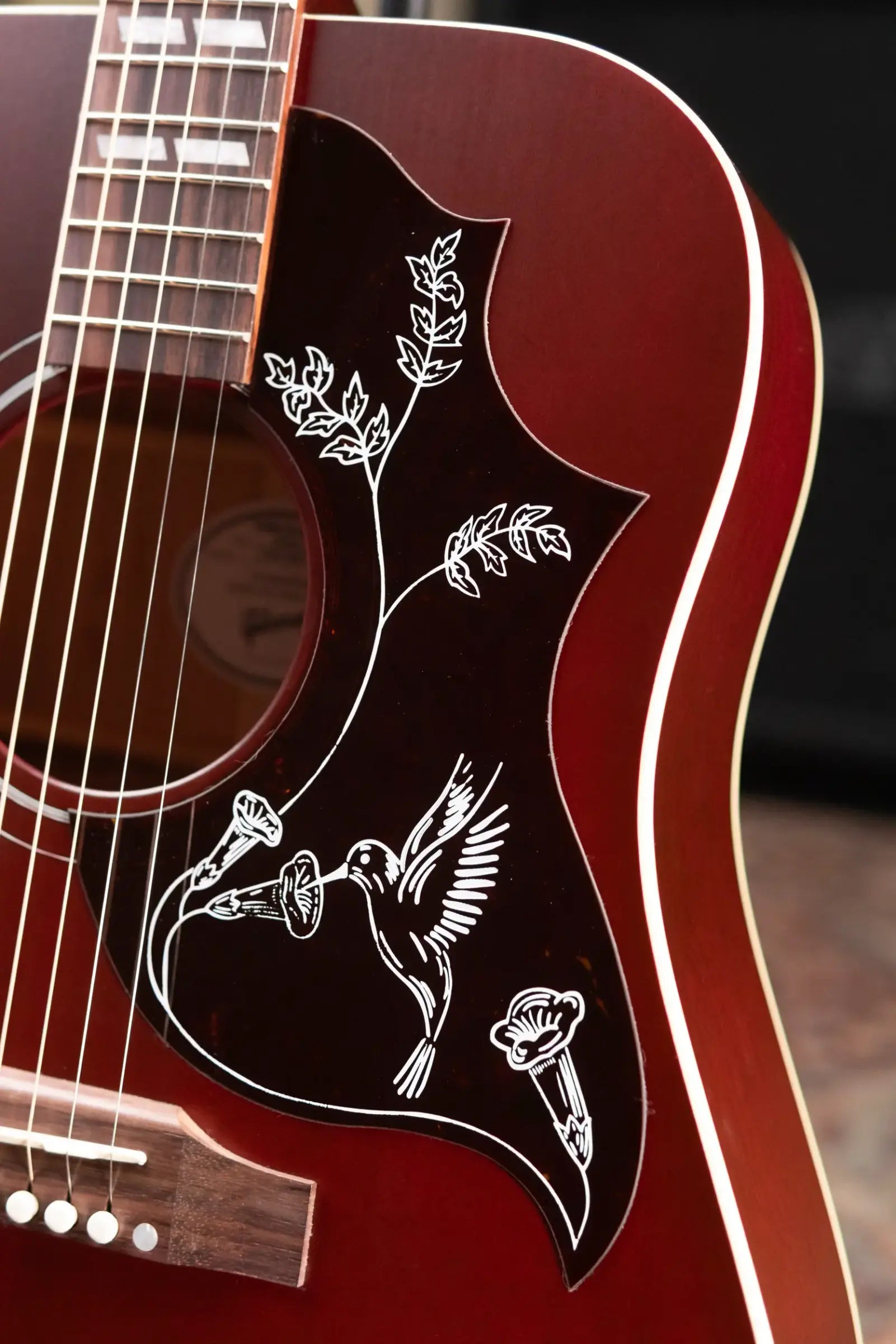 Gibson Hummingbird Special Dreadnought Acoustic/Electric Guitar - Satin Wine Red with Gig Bag